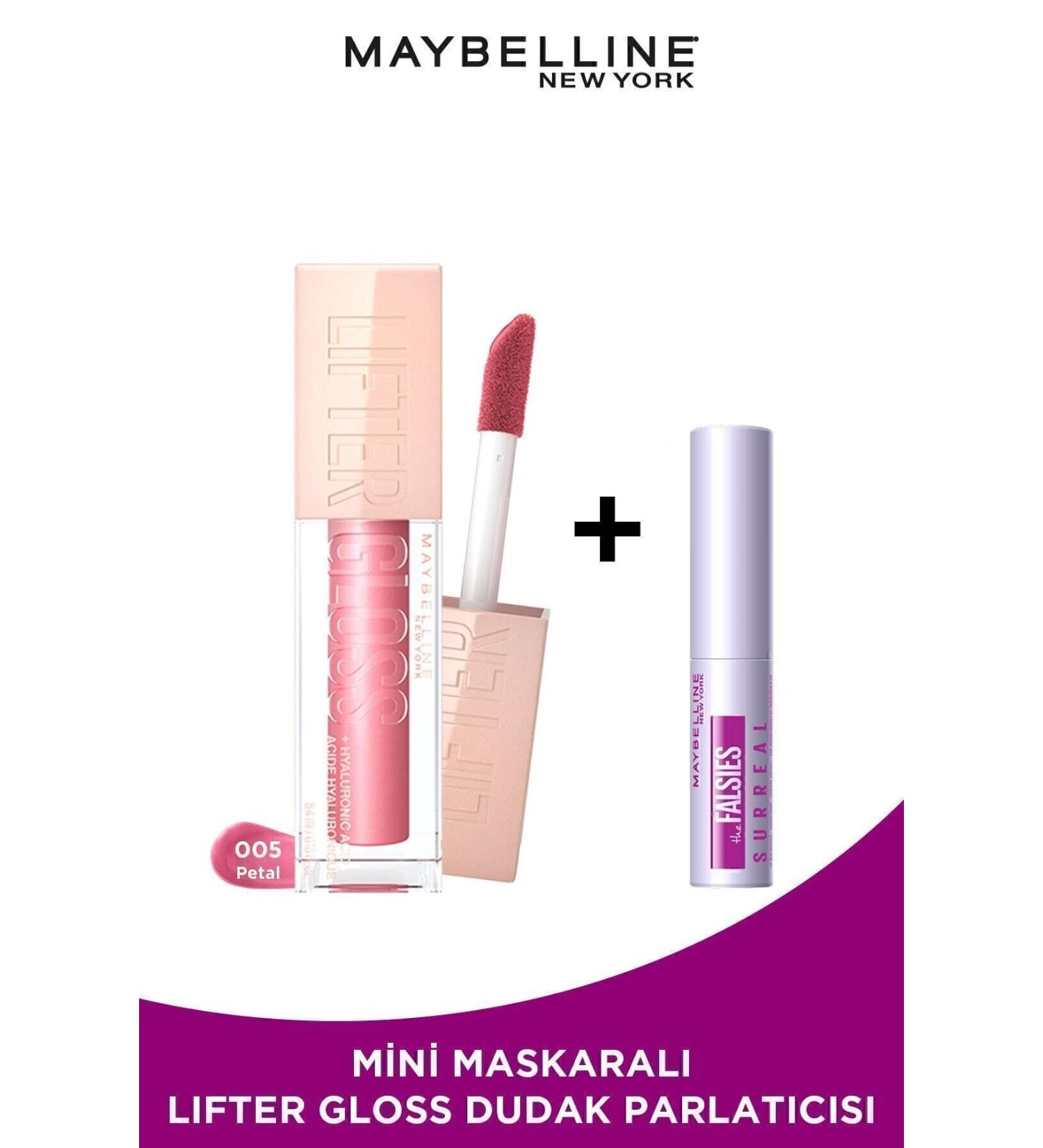 Maybelline New York Lifter Gloss Moisturizing Lip Gloss - 005 Petal & Mini Falsies Surreal Mascara 4.7 ML - Buy Online on GoSupps.com