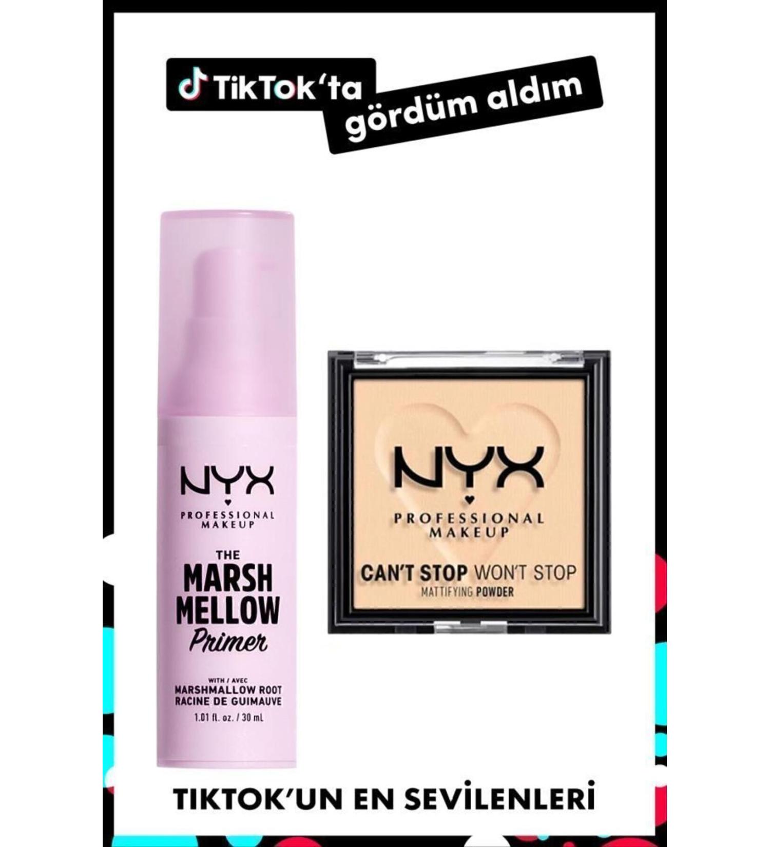 NYX Professional Makeup Marshmellow Soothing Primer Makeup Base & Can't Stop Won't Stop Mattifying Powder- Light - Buy Online on GoSupps.com