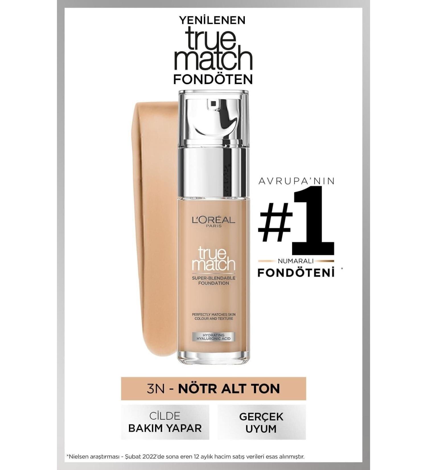L'Oreal Paris True Match Caring Foundation 3N CREAMY BEIGE - Buy Online on GoSupps.com
