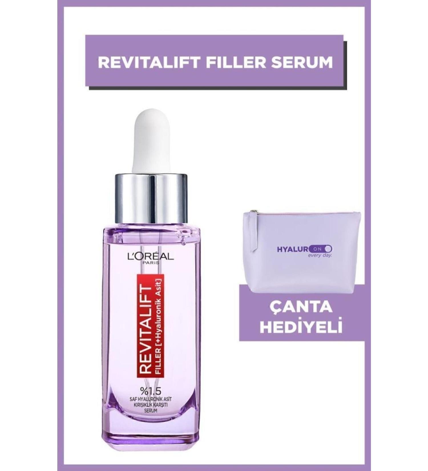 L'Oreal Paris Revitalift Filler 1.5% Pure Hyaluronic Acid Anti-Wrinkle Serum 30 Ml & Hyaluron Bag - Buy Online on GoSupps.com