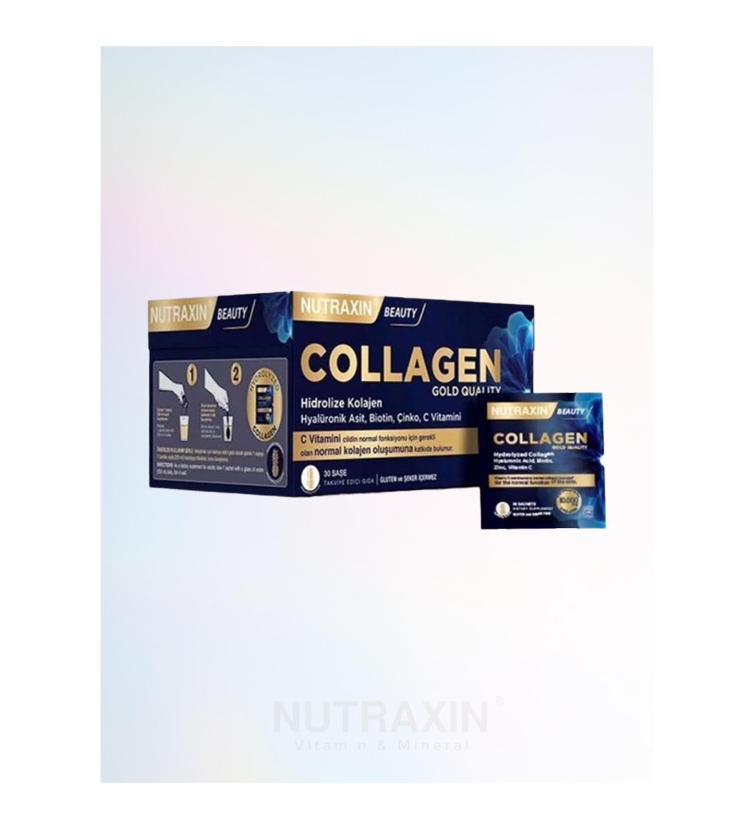 Nutraxin Beauty Gold Collagen 10000 mg 30 Sachets (1 PIECE) + 100 ml FACE CLEANSING GEL