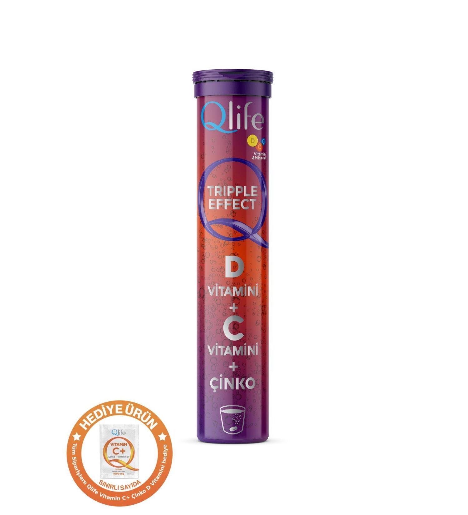 Qlife Daily Vitamin Supplement Tripple Effect Vitamin D Vitamin C Zinc 20 Effervescent Tablets - Buy Online on GoSupps.com