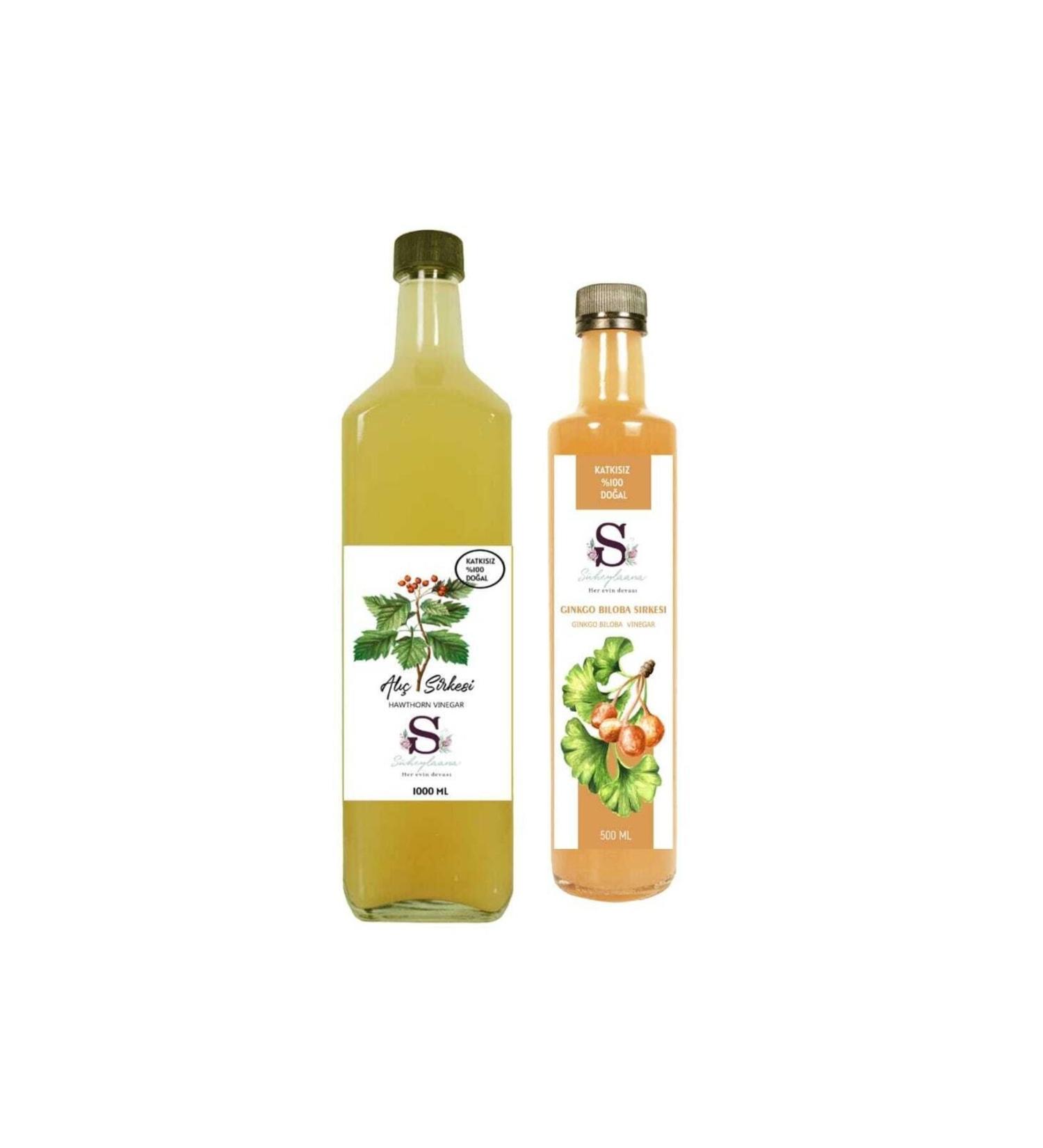Suheylaana Natural Hawthorn Vinegar 1000 ml and Ginkgo Biloba Vinegar 500 ml