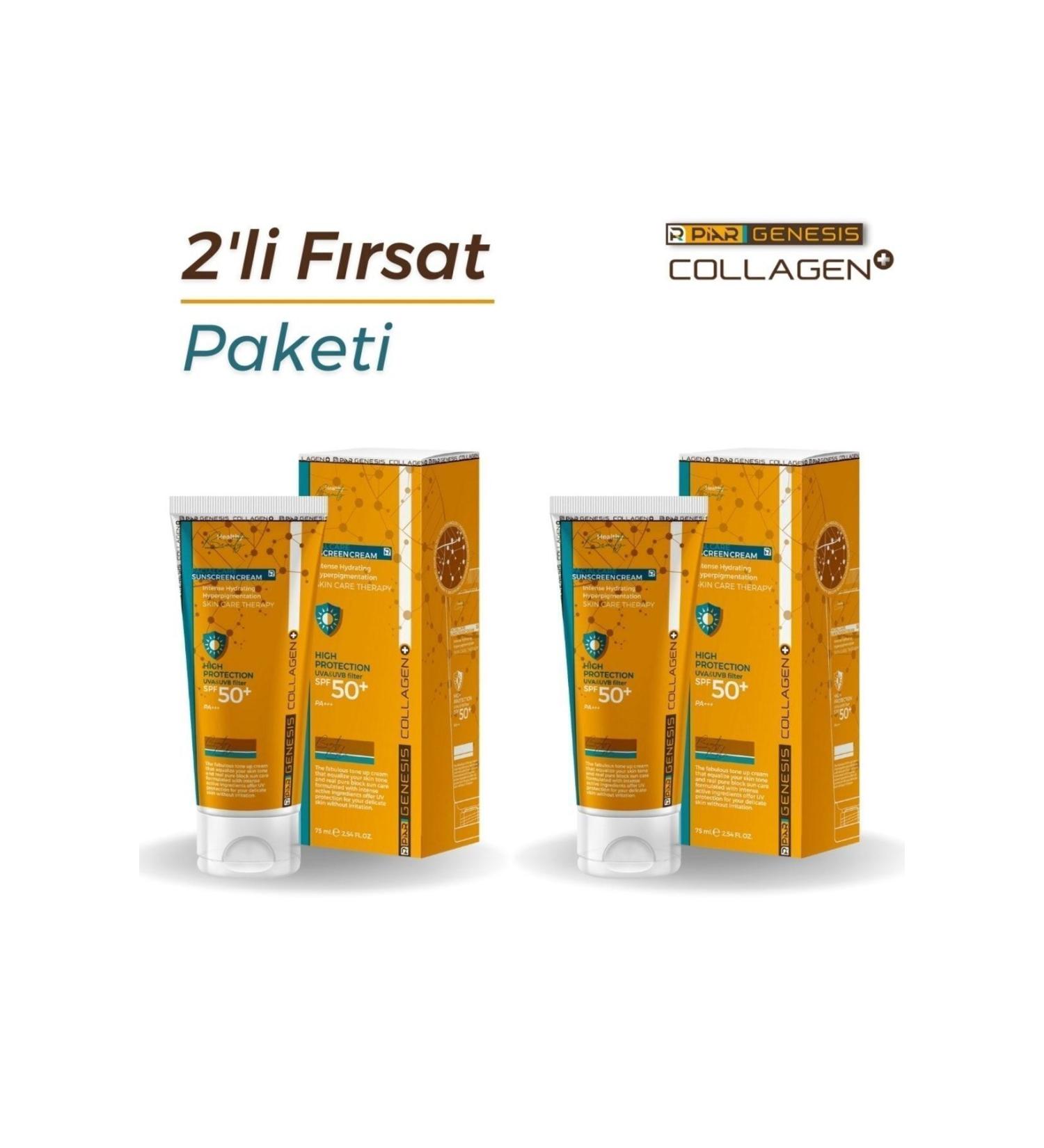 Piar Genesis Collagen Anti-Blemish Tone Equalizer Spf 50 Tinted Face Sunscreen 75 Ml Duo Set