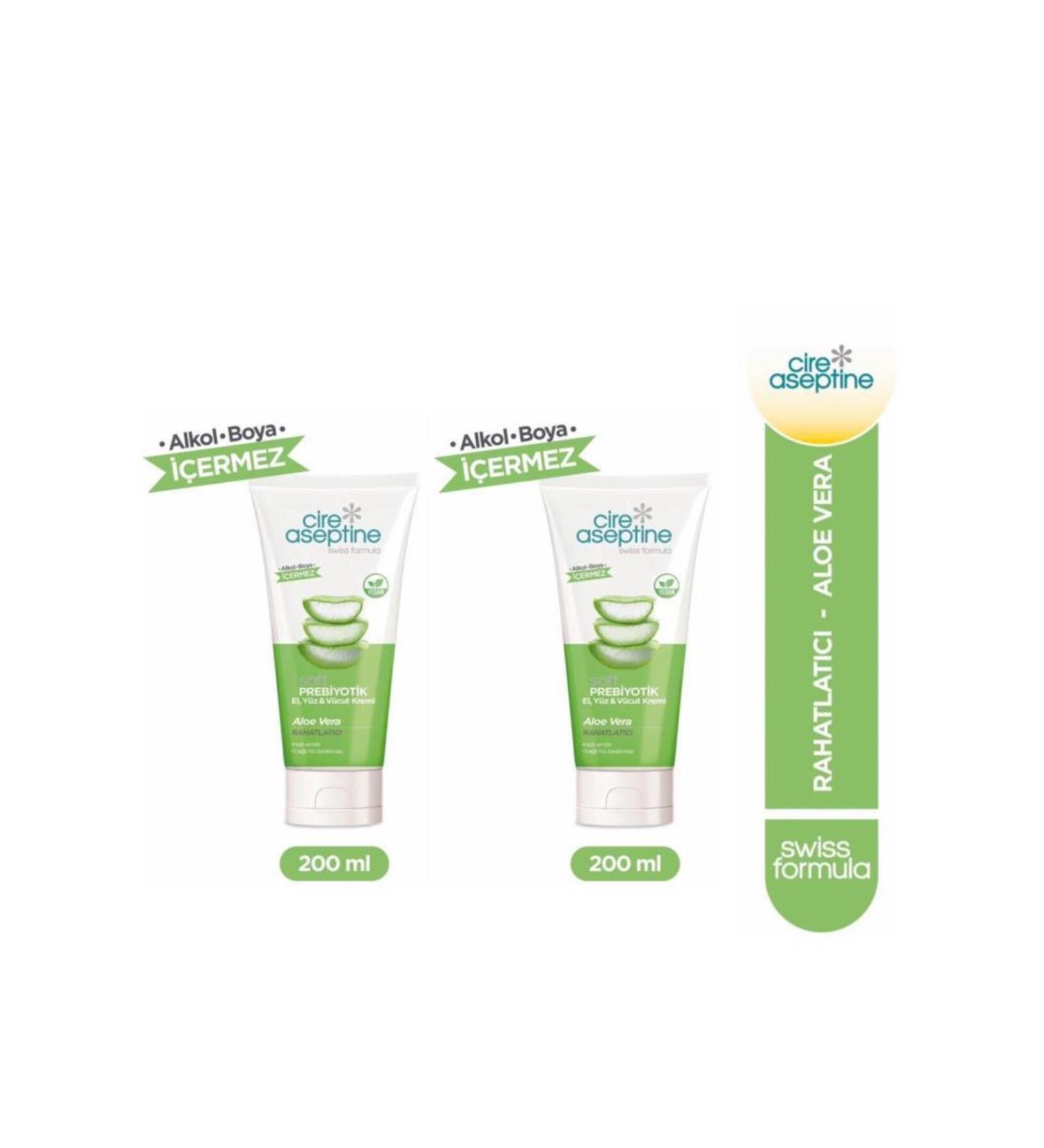 Cire Aseptine Soft Prebiotic Aloe Vera Hand Face and Body Cream 200 Ml 2 Pieces