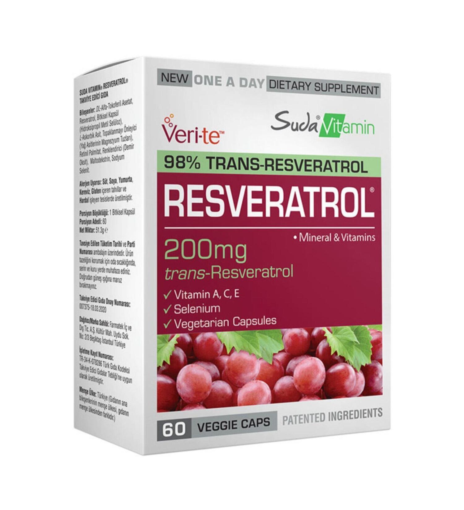 Vitamin in Water Resveratrol in Water 200 Mg 60 Capsules - Buy Online on GoSupps.com