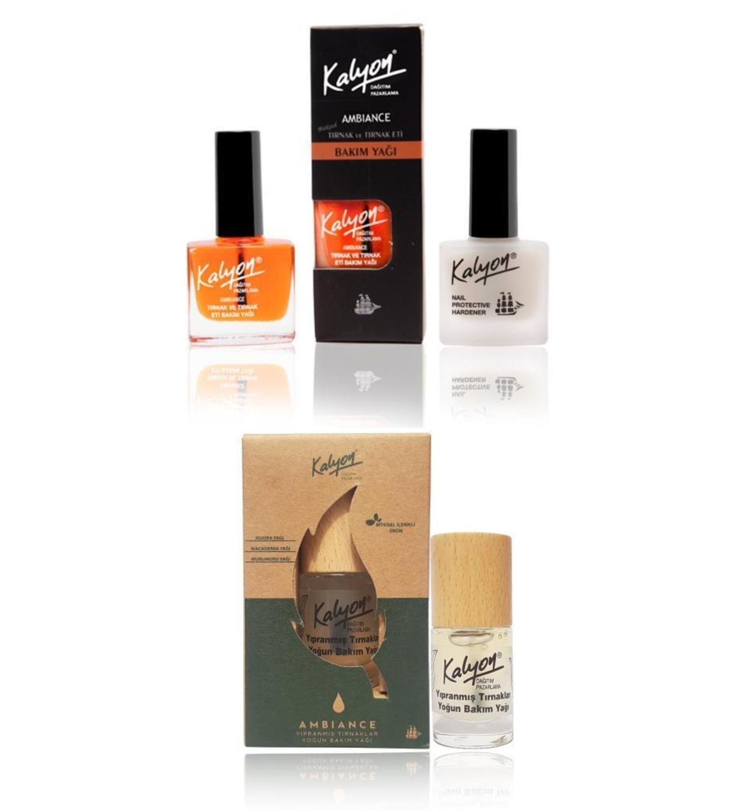 Kalyon Nail Hardener + Care Oil + Herbal Damaged Nails Intensive Care Oil 11 Ml