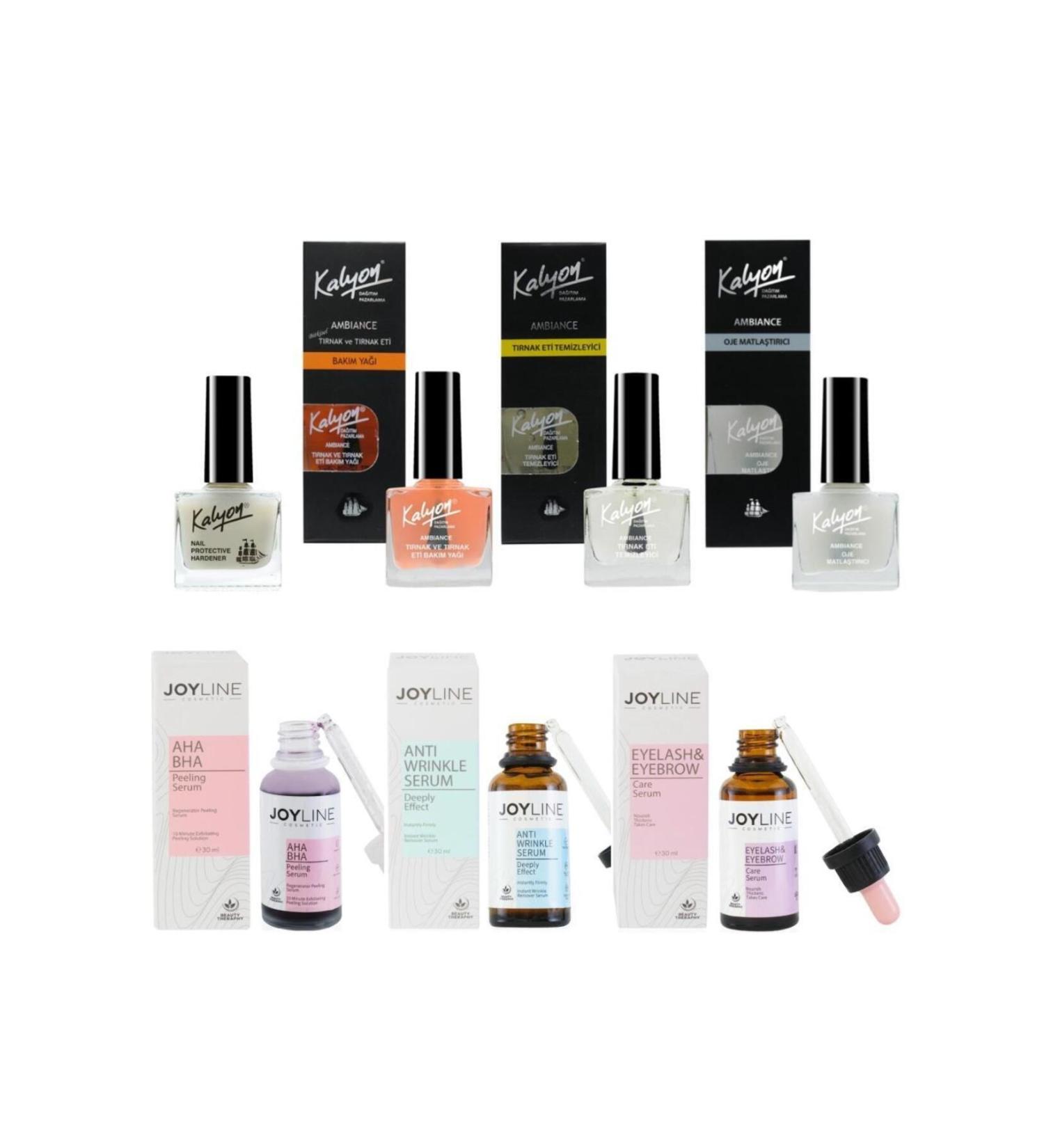 Kalyon Nail Strengthener Care Oil Meat Cleaner Mattifier + Joy Line 3 Serum