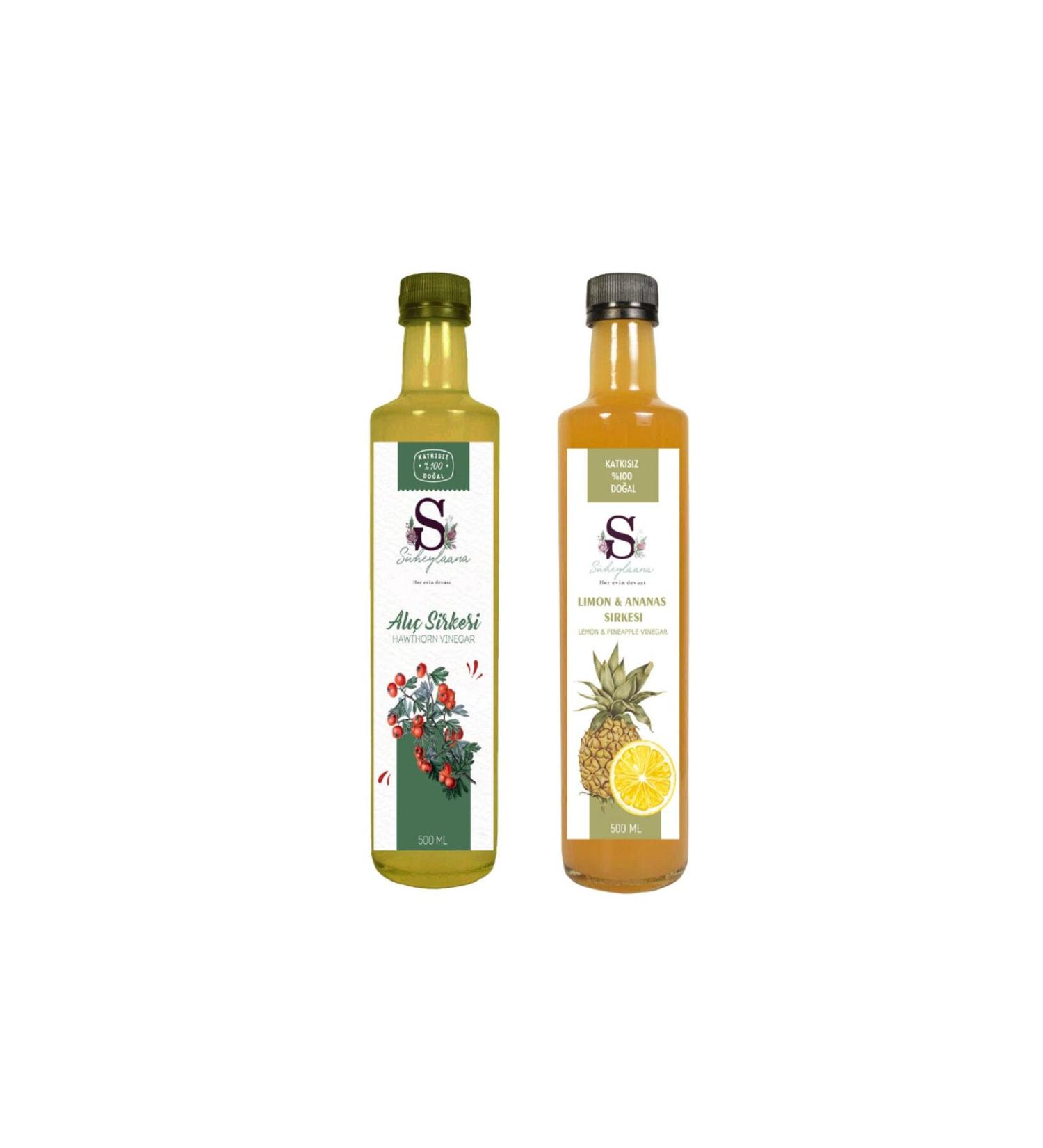 Suheylaana Natural Hawthorn Vinegar 500 Ml and Pineapple Lemon Vinegar 500 Ml