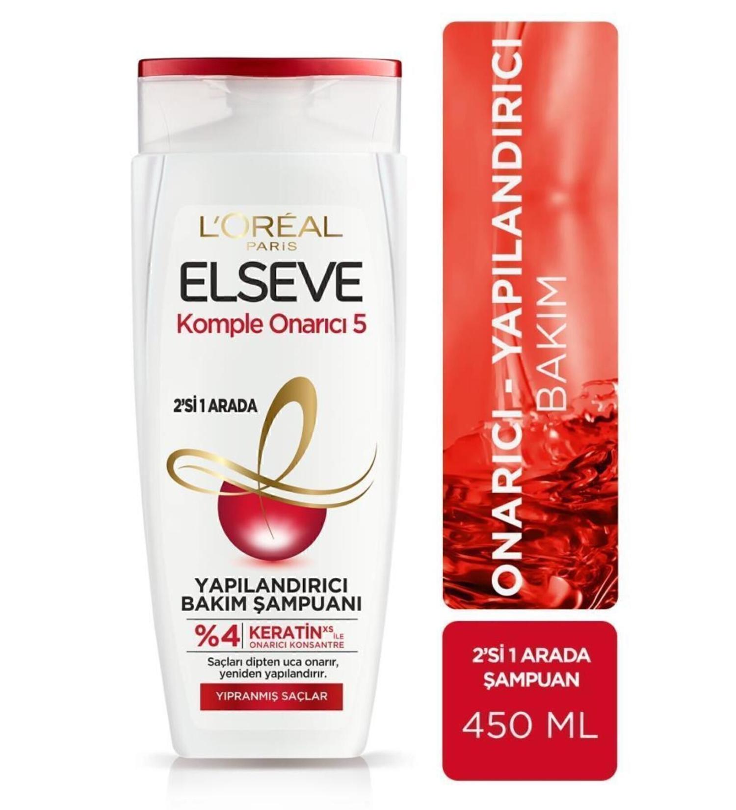 Elseve L'or al Paris Complete Repair 5 Restructuring Care Shampoo 2 in 1 450 ml - Buy Online on GoSupps.com