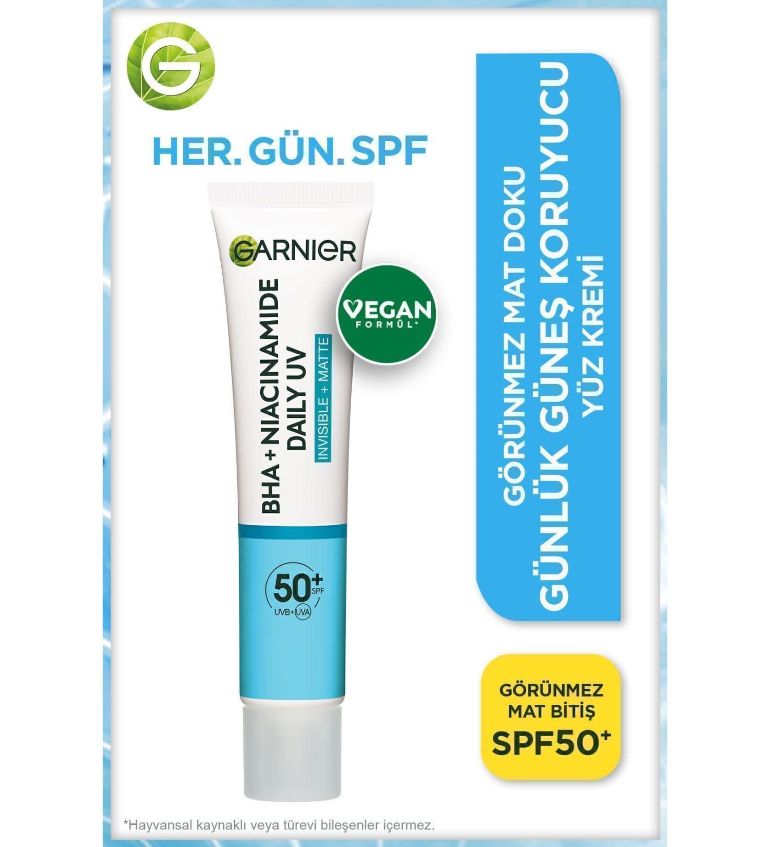 Garnier Pure And Clean Bha Niacinamide Daily Sunscreen Fluid Face Cream Spf50 40ml - Buy Online on GoSupps.com