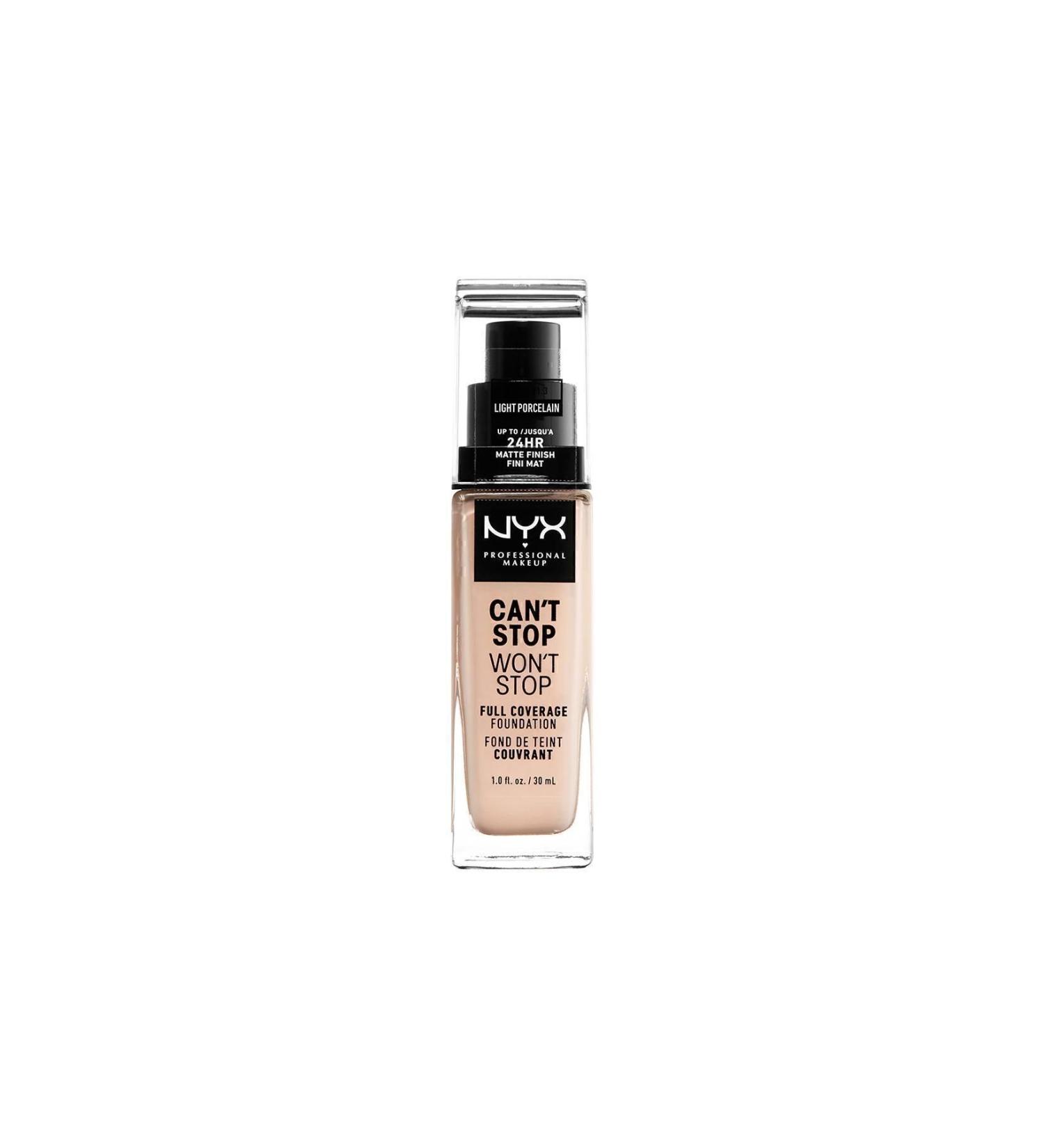 NYX Professional Makeup Foundation - Can't Stop Won't Stop Full Coverage Foundation 1.3 Light Porcelain 30 ml 800897181147 - Buy Online on GoSupps.com