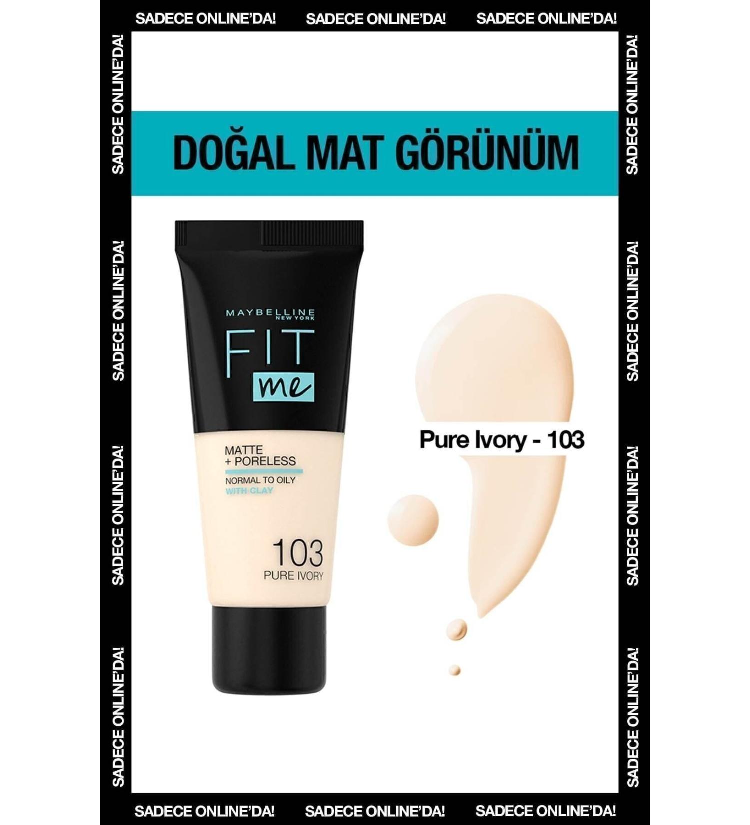Maybelline New York Matte Foundation - Fit Me Matte + Poreless Foundation 103 Pure Ivory 3600531544782 - Buy Online on GoSupps.com