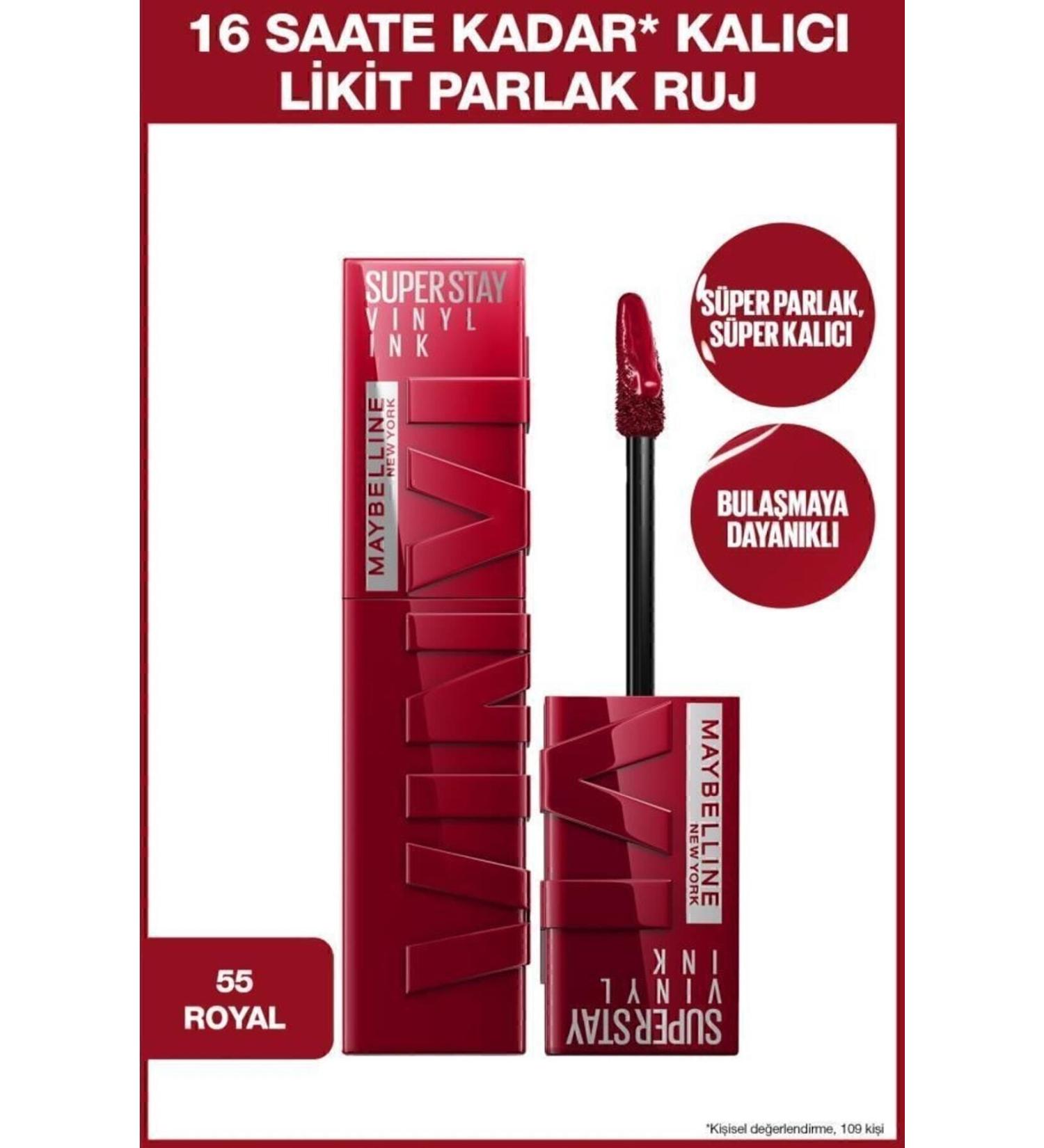 Maybelline New York Super Stay Vinyl Ink Long-Lasting Liquid Glossy Lipstick 55 Royal - Buy Online on GoSupps.com
