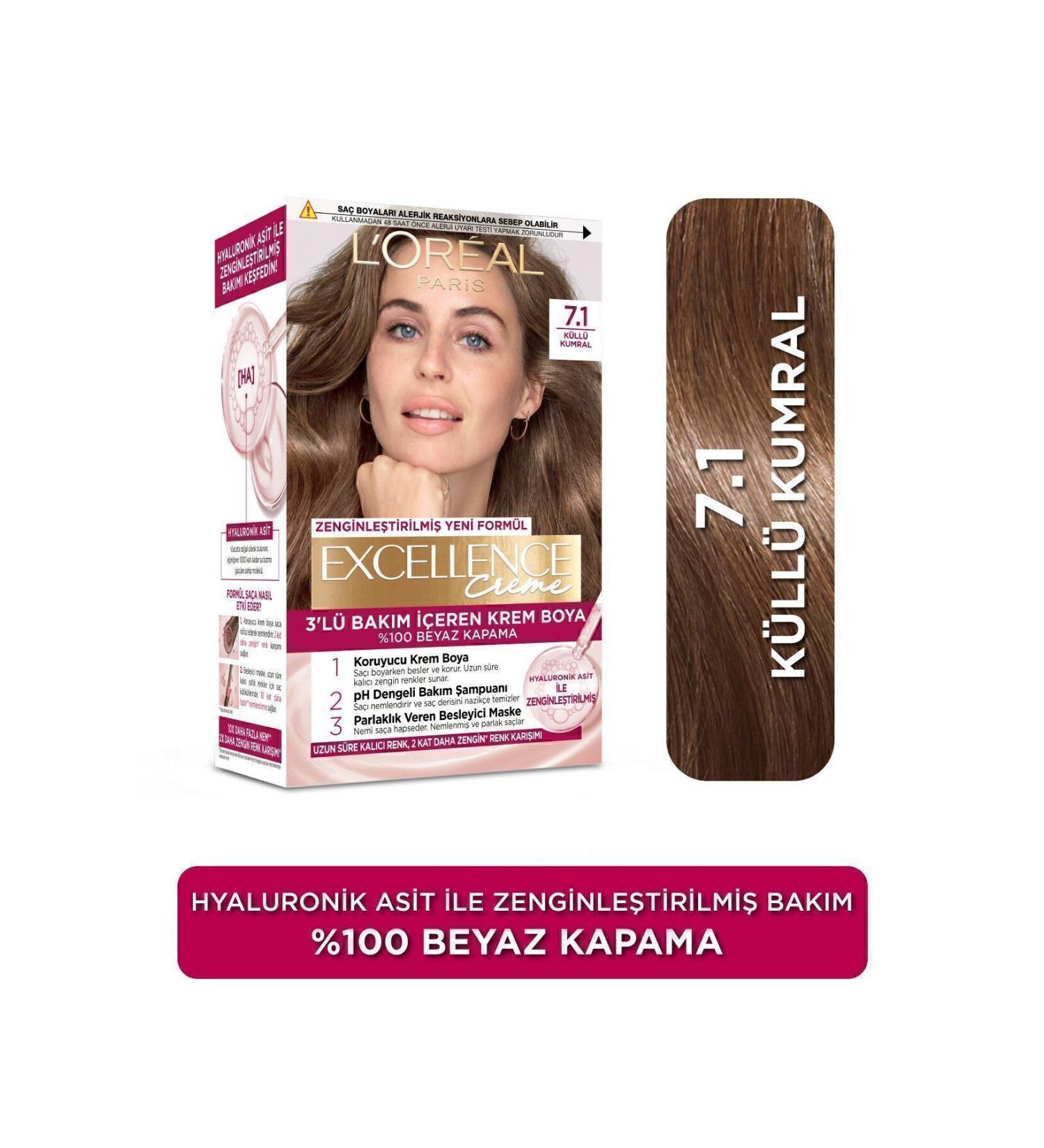 L'Oreal Paris Excellence Creme Hair Dye 7.1 Blonde Ash - Buy Online on GoSupps.com