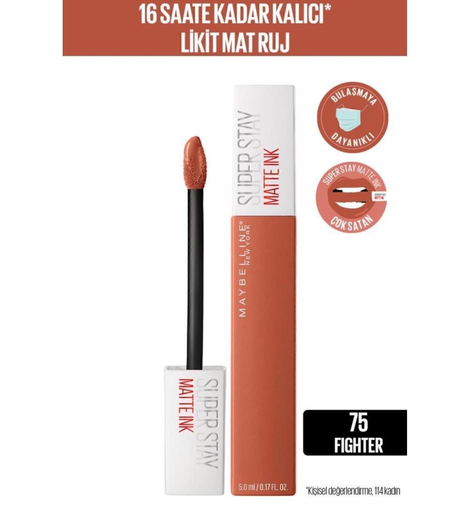 Maybelline New York Super Stay Matte Ink Unnude Liquid Matte Lipstick - 75 Fighter - Brown - Buy Online on GoSupps.com