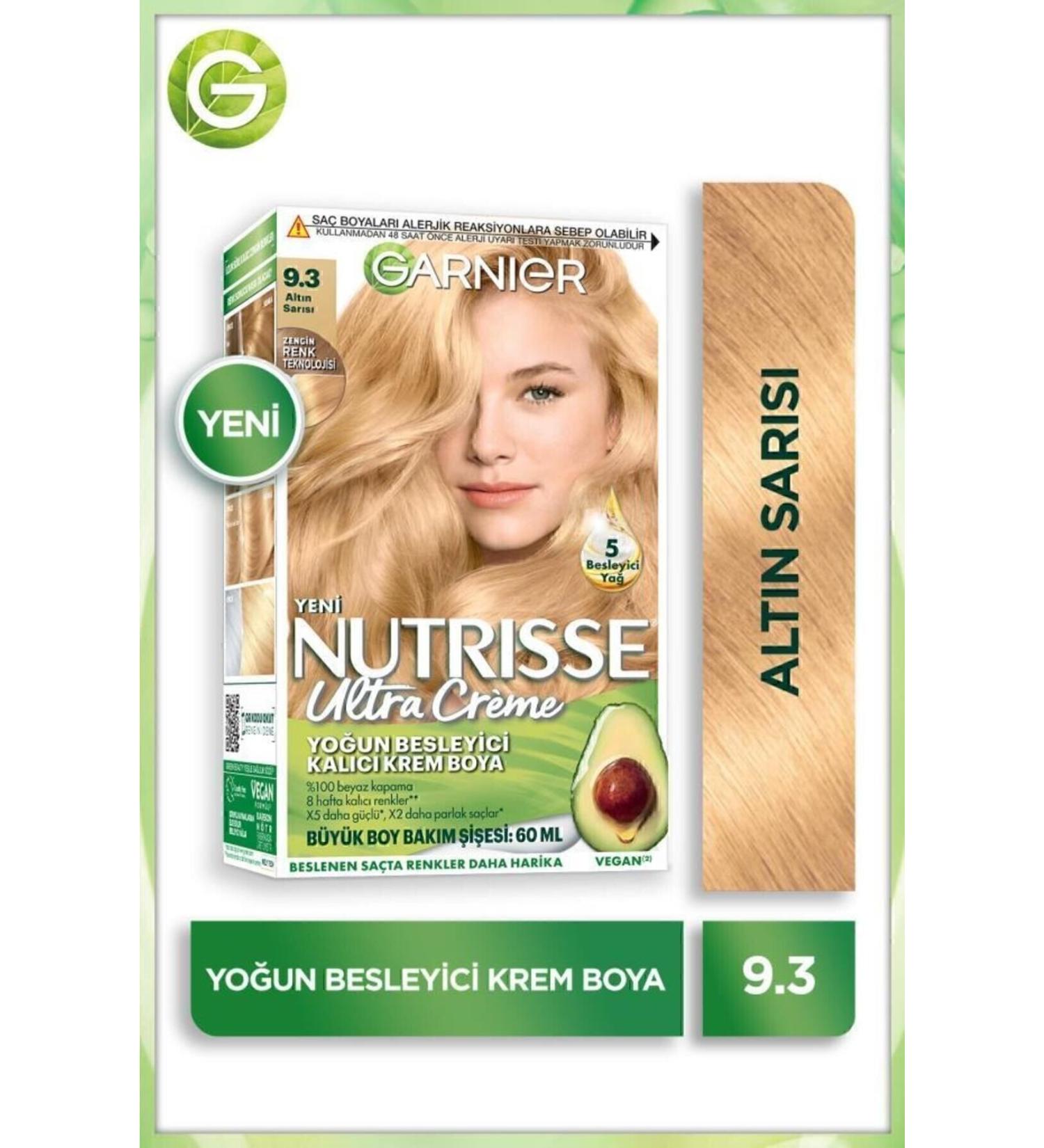 Garnier Nutrisse Intense Nourishing Permanent Cream Hair Dye 9.3 Golden Blonde - Buy Online on GoSupps.com