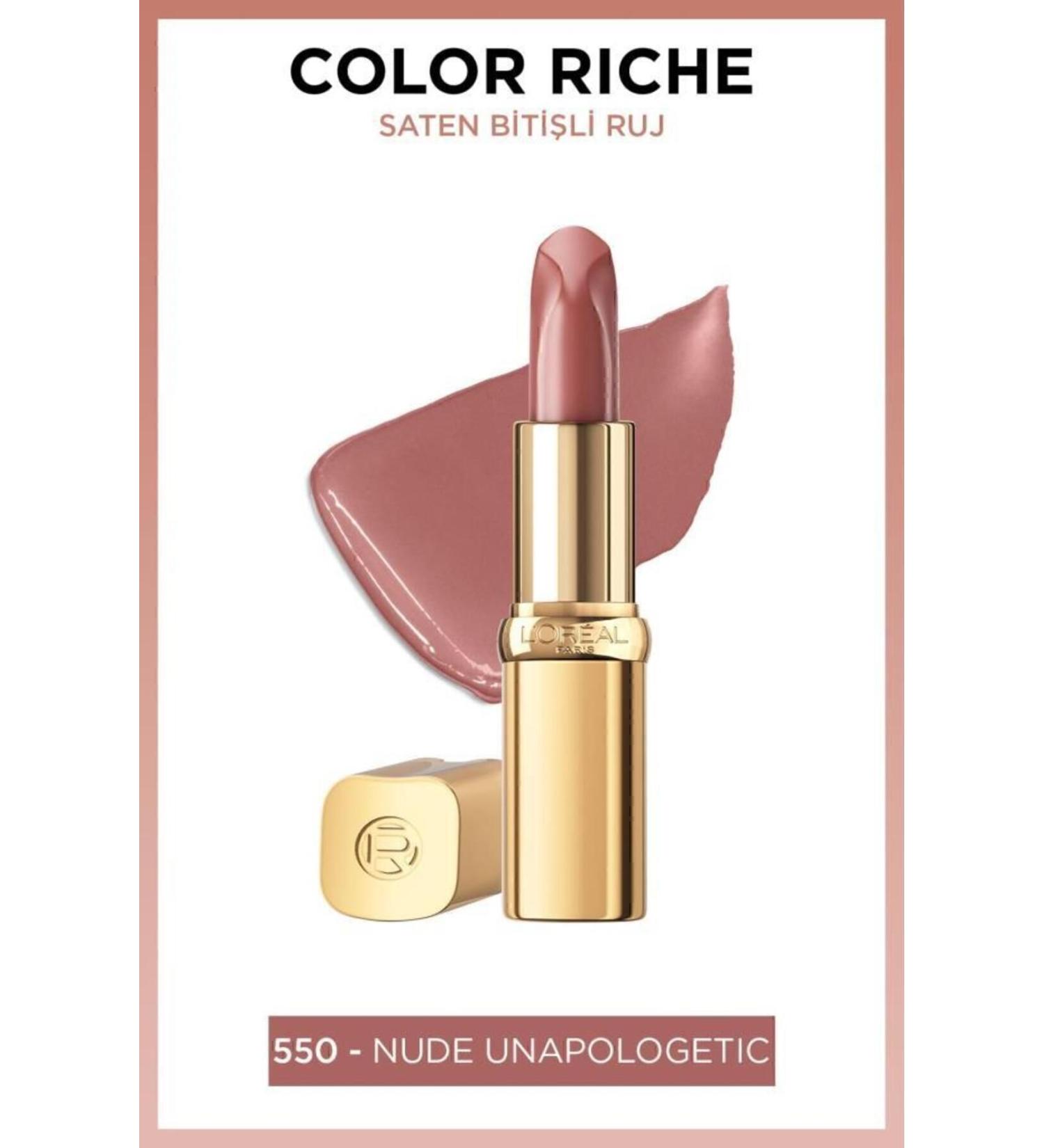 L'Oreal Paris Color Riche Satin Finish Lipstick - 550 Nude Unapologetic - Buy Online on GoSupps.com