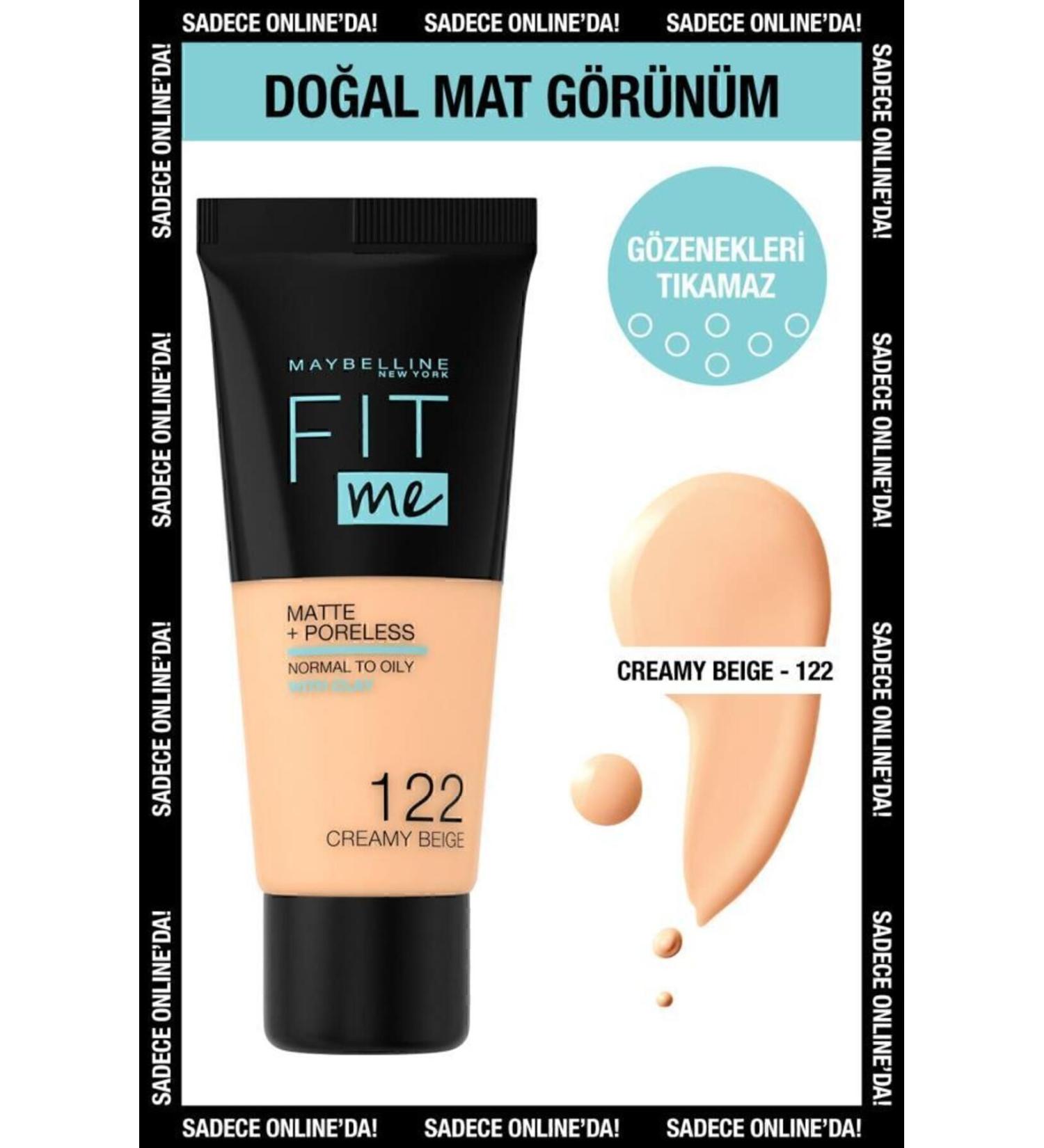 Maybelline New York Matte Foundation - Fit Me Matte + Poreless Foundation No: 122 - Buy Online on GoSupps.com