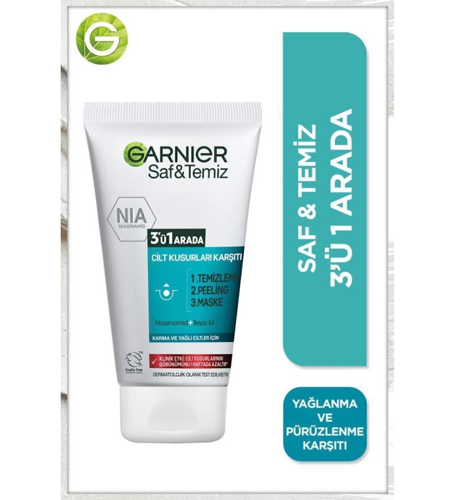 Garnier Pure & Clean Anti-Oily & Anti-Imperfections 3 in 1 150 ml - Buy Online on GoSupps.com