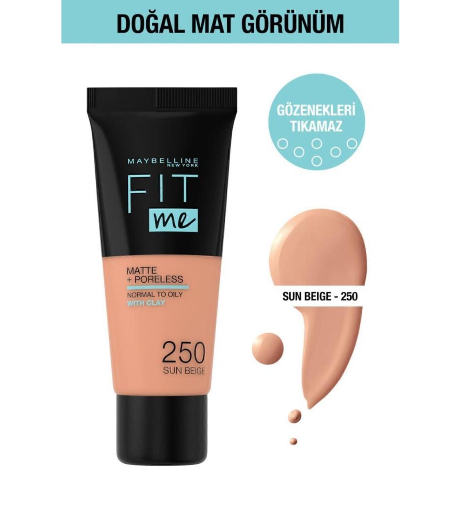 Maybelline New York Fit Me Matte Poreless Foundation - 250 Sun Beige - Buy Online on GoSupps.com