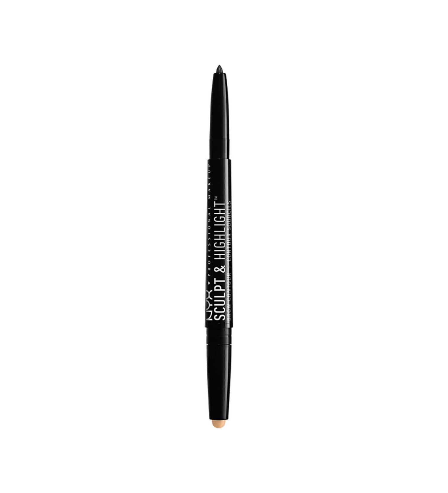 NYX Professional Makeup 2 in 1 Eyebrow Pencil - Sculpt & Highlight Brow Contour Black/Golden Peach 16 g 800897846213