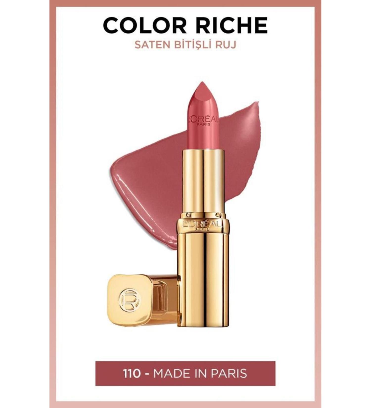 L'Oreal Paris Color Riche Satin Finish Lipstick - 110 Made In Paris - Buy Online on GoSupps.com