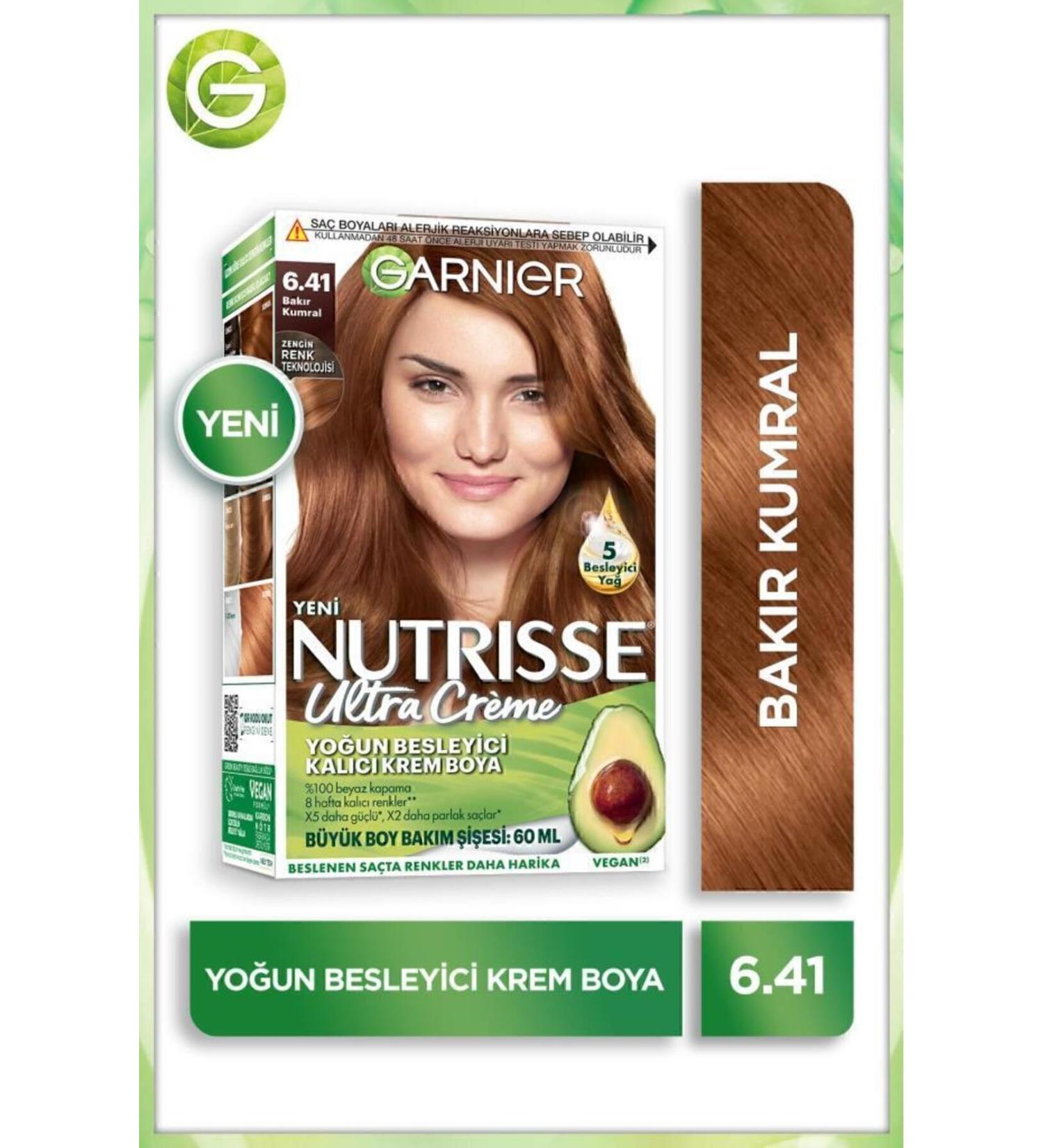 Garnier Nutrisse Intense Nourishing Permanent Cream Hair Dye 6.41 Copper Blonde - Buy Online on GoSupps.com