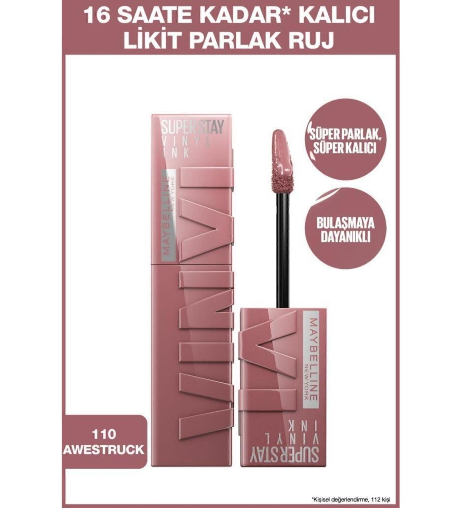 Maybelline New York Super Stay Vinyl Ink Long-Lasting Liquid Glossy Lipstick 110 Awestruck - Buy Online on GoSupps.com