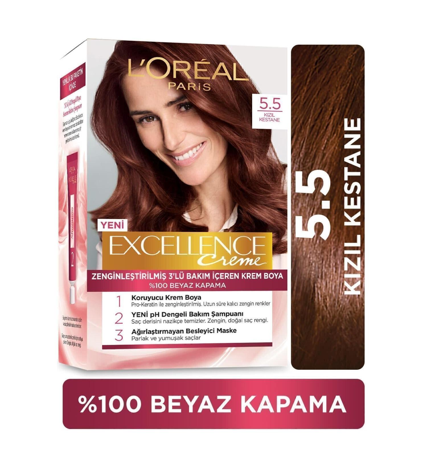 L'Oreal Paris Excellence Creme Hair Dye - 5.5 Red Chestnut