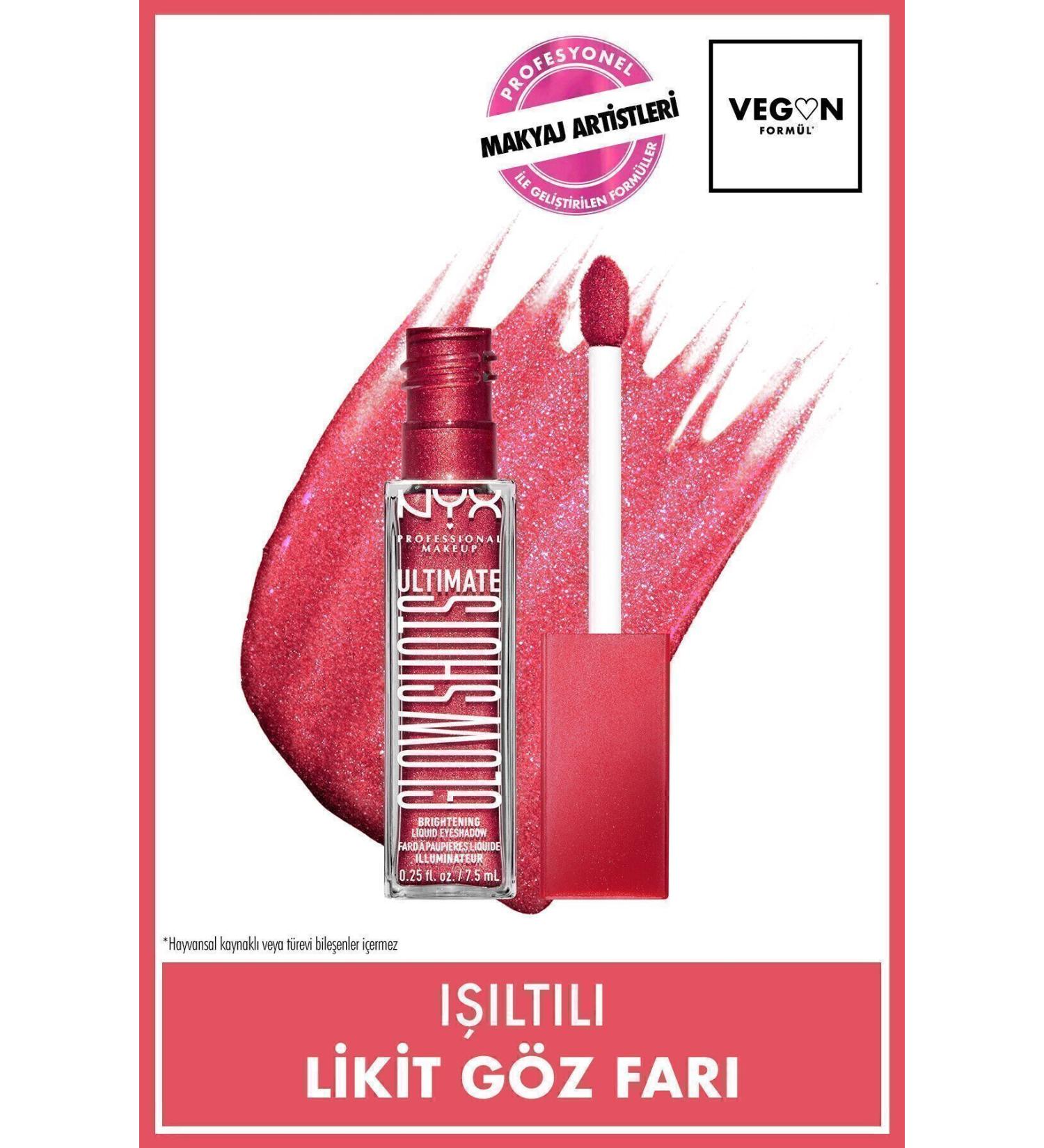 NYX Professional Makeup Ultimate Glow Shots Shimmering Liquid Eyeshadow - 12 Raspberry Rave - Buy Online on GoSupps.com