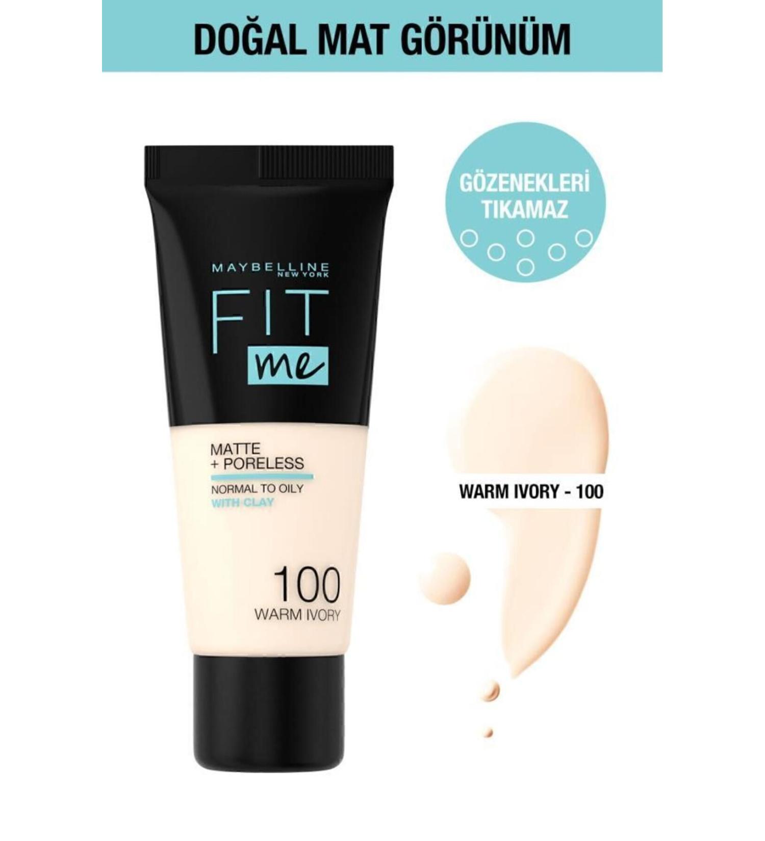Maybelline New York Fit Me Matte Poreless Foundation - 100 Warm Ivory - Buy Online on GoSupps.com