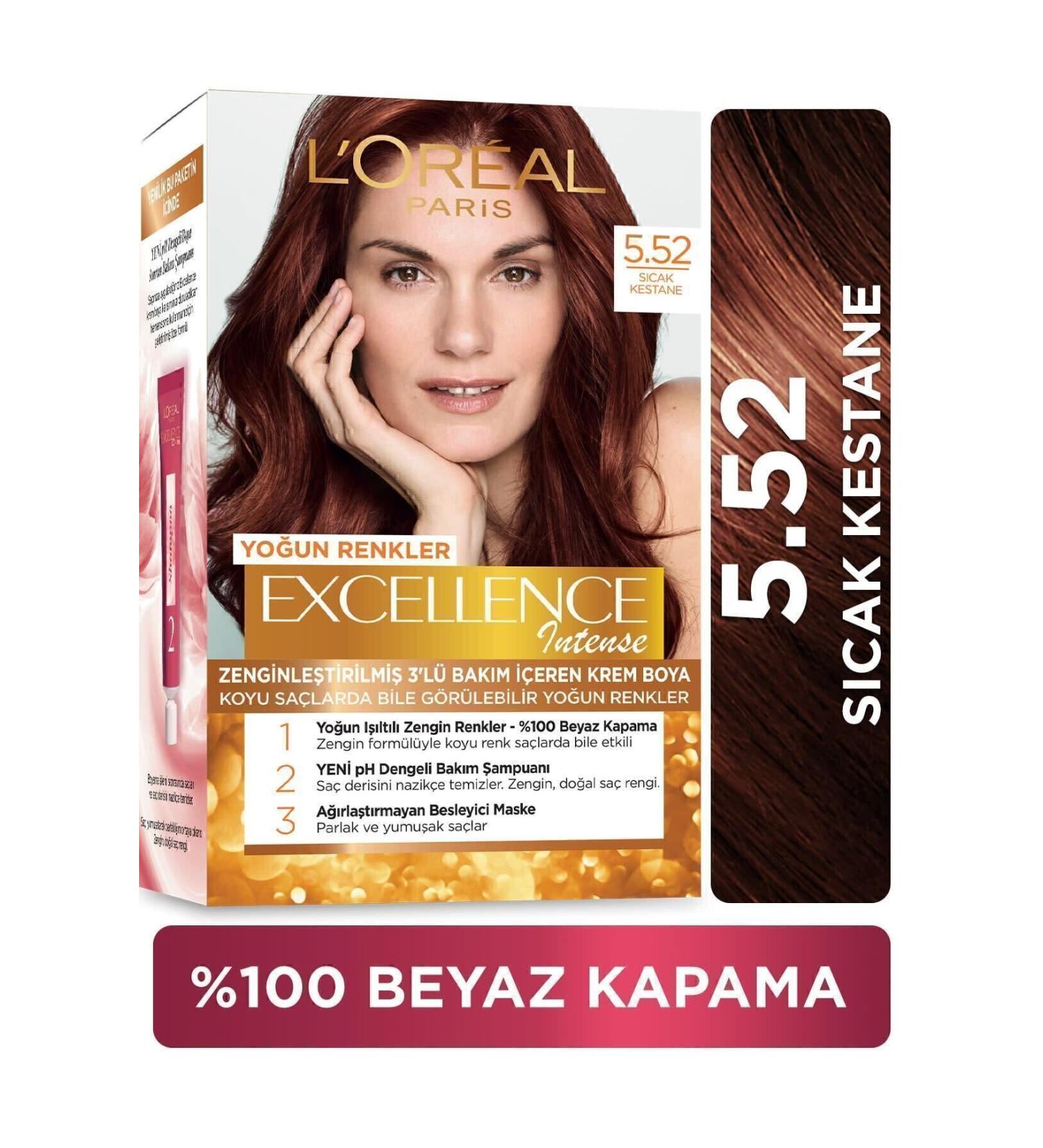 L'Oreal Paris Excellence Intense Hair Dye 5.52 Warm Chestnut - Buy Online on GoSupps.com
