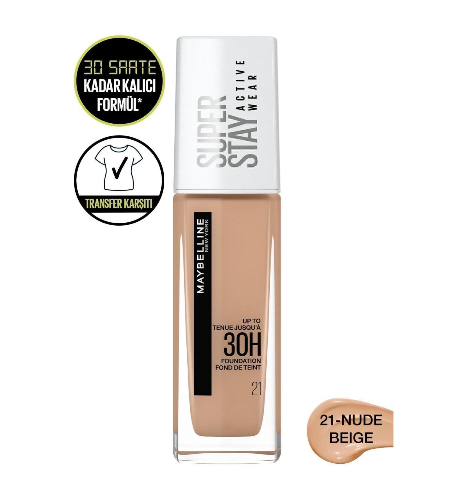 Maybelline New York Superstay Active Wear 30h Foundation 21 Nude Beige - Buy Online on GoSupps.com