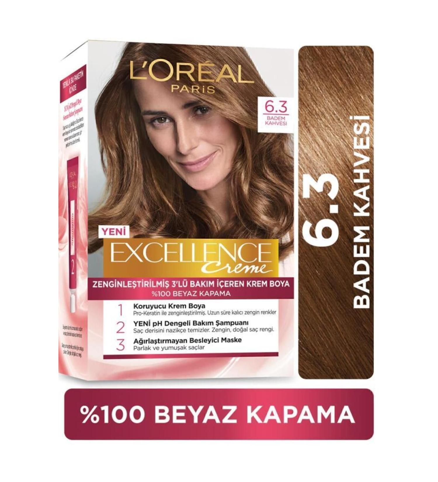 L'Oreal Paris Excellence Creme Hair Dye 6.30 Almond Brown - Buy Online on GoSupps.com