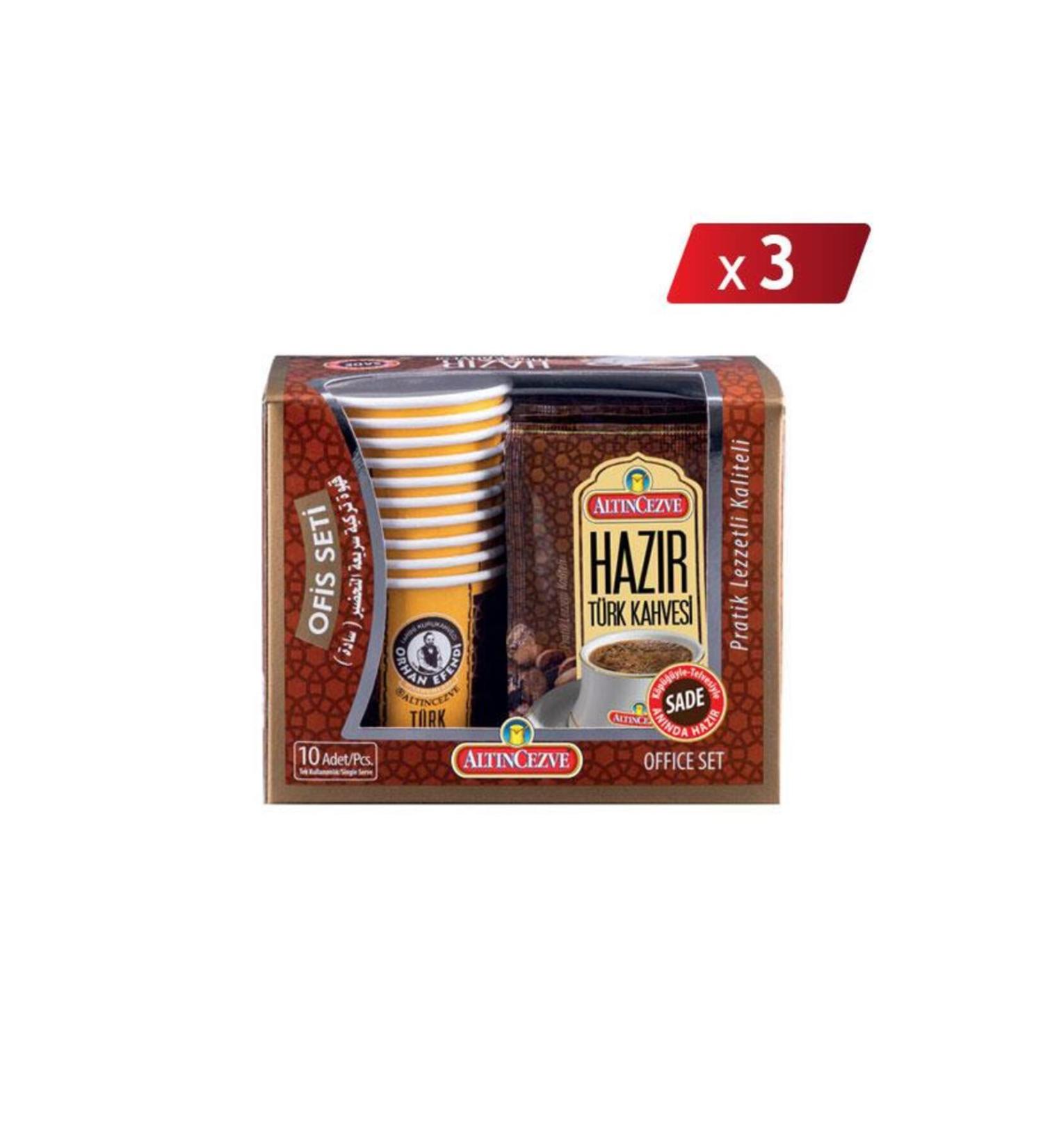 Alt ncezve Instant Turkish Coffee Office Set Plain 10 x 7 Gr - 3-PACK