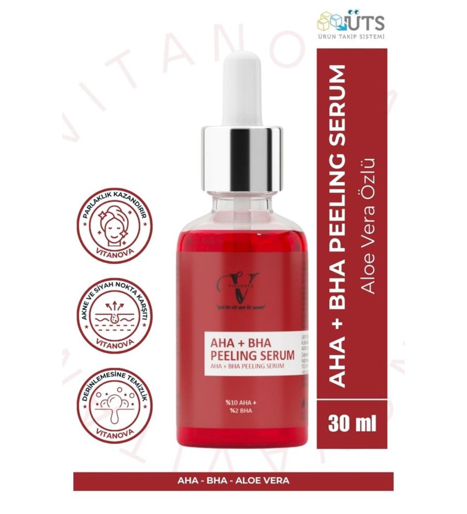 Vitanova Aloe Vera Juice Extract Skin Tone Equalizer Pore Tightener Red Peeling Serum Aha 10% Bha 2% - Buy Online on GoSupps.com