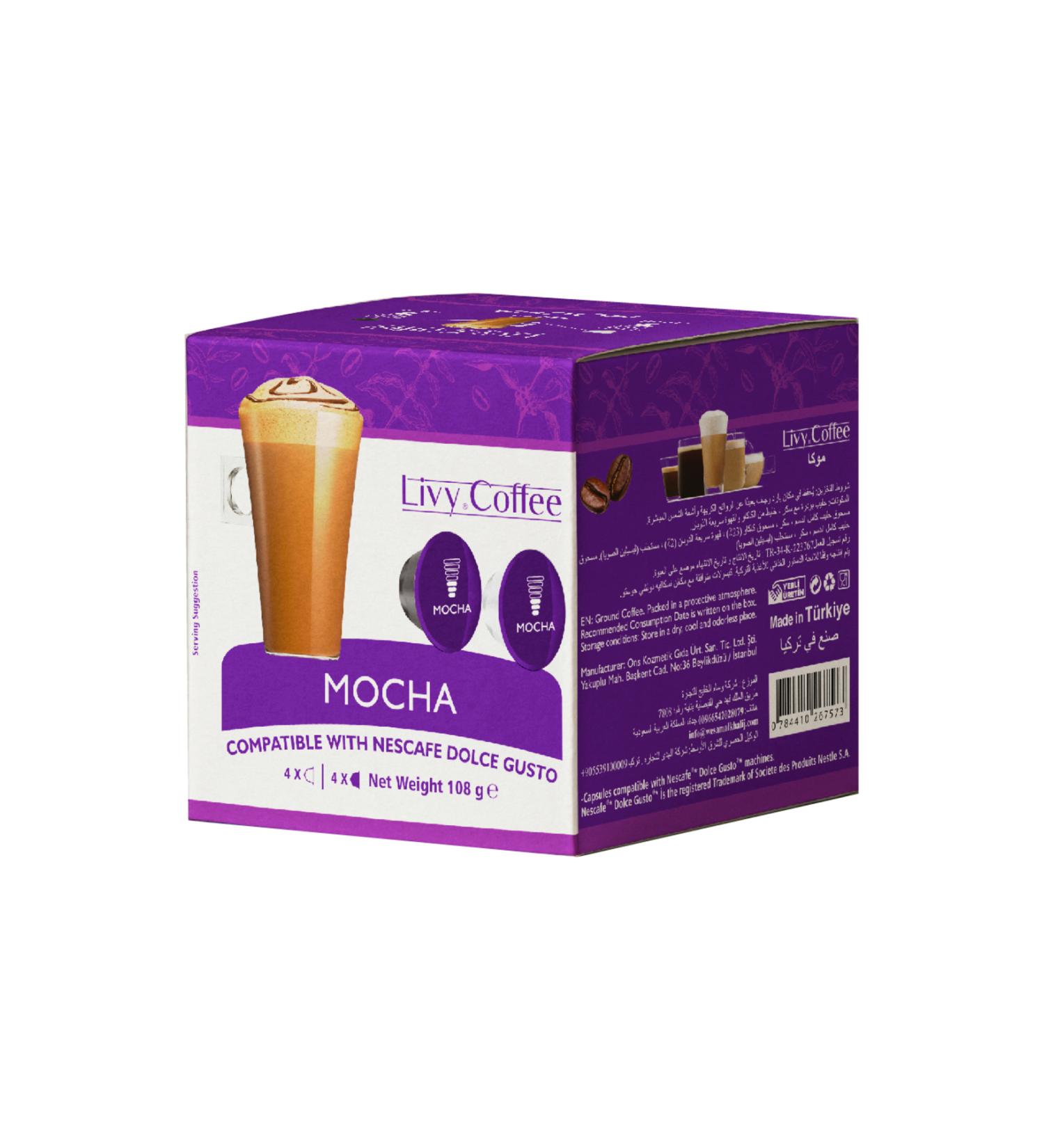 Livy Coffee Dolce Gusto Compatible Mocha Capsule Coffee 8x8 16 Capsules