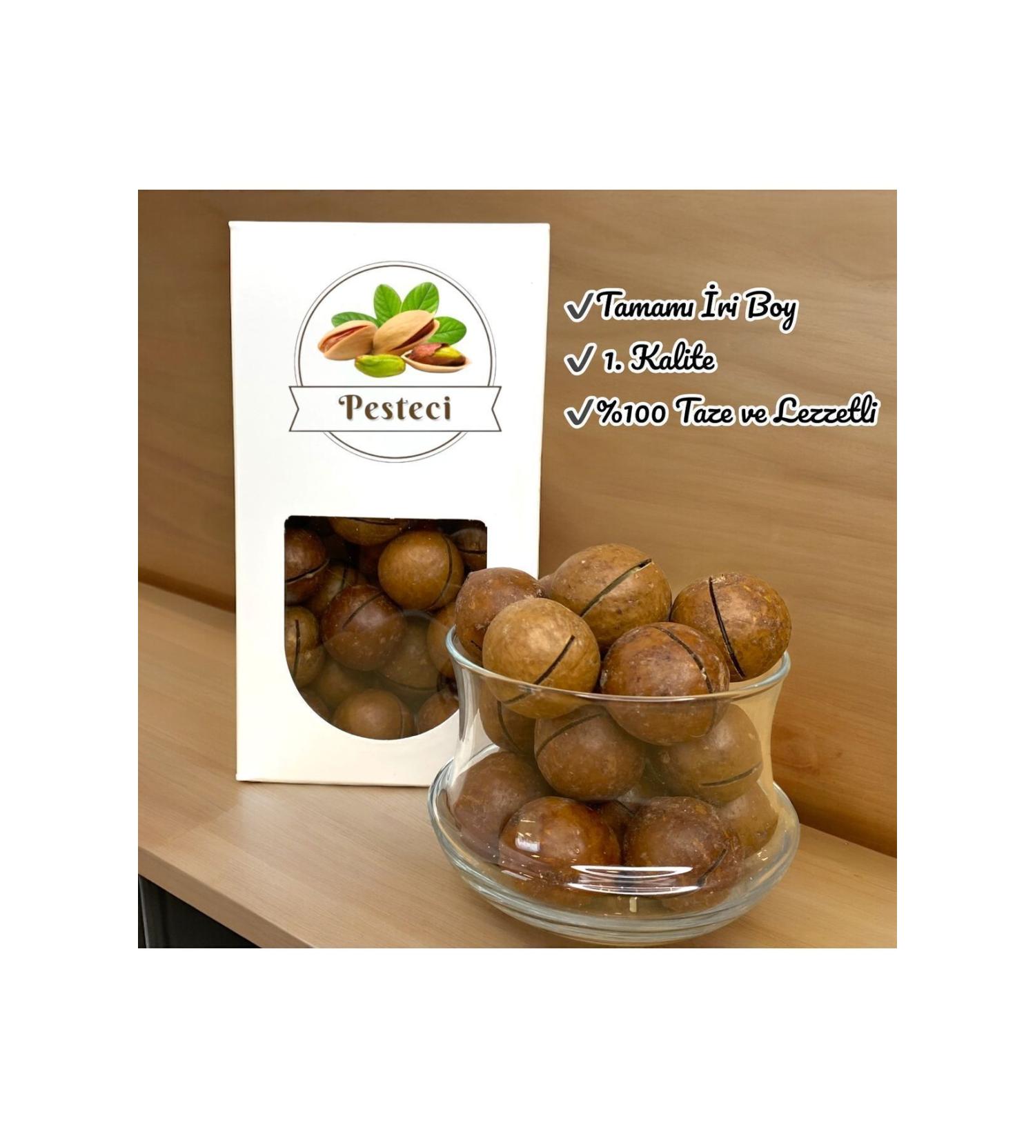 pesteci macadamia nuts in shell 200 gr (CARAMEL FLAVOR)