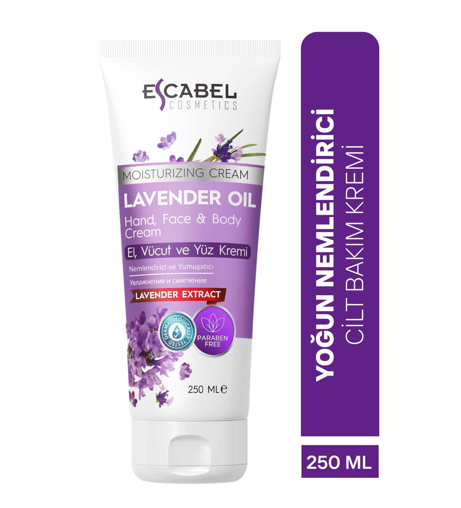Escabel Lavender Oily Skin Nourishing and Moisturizing Intensive Hand Face and Body Cream 250ml - Buy Online on GoSupps.com