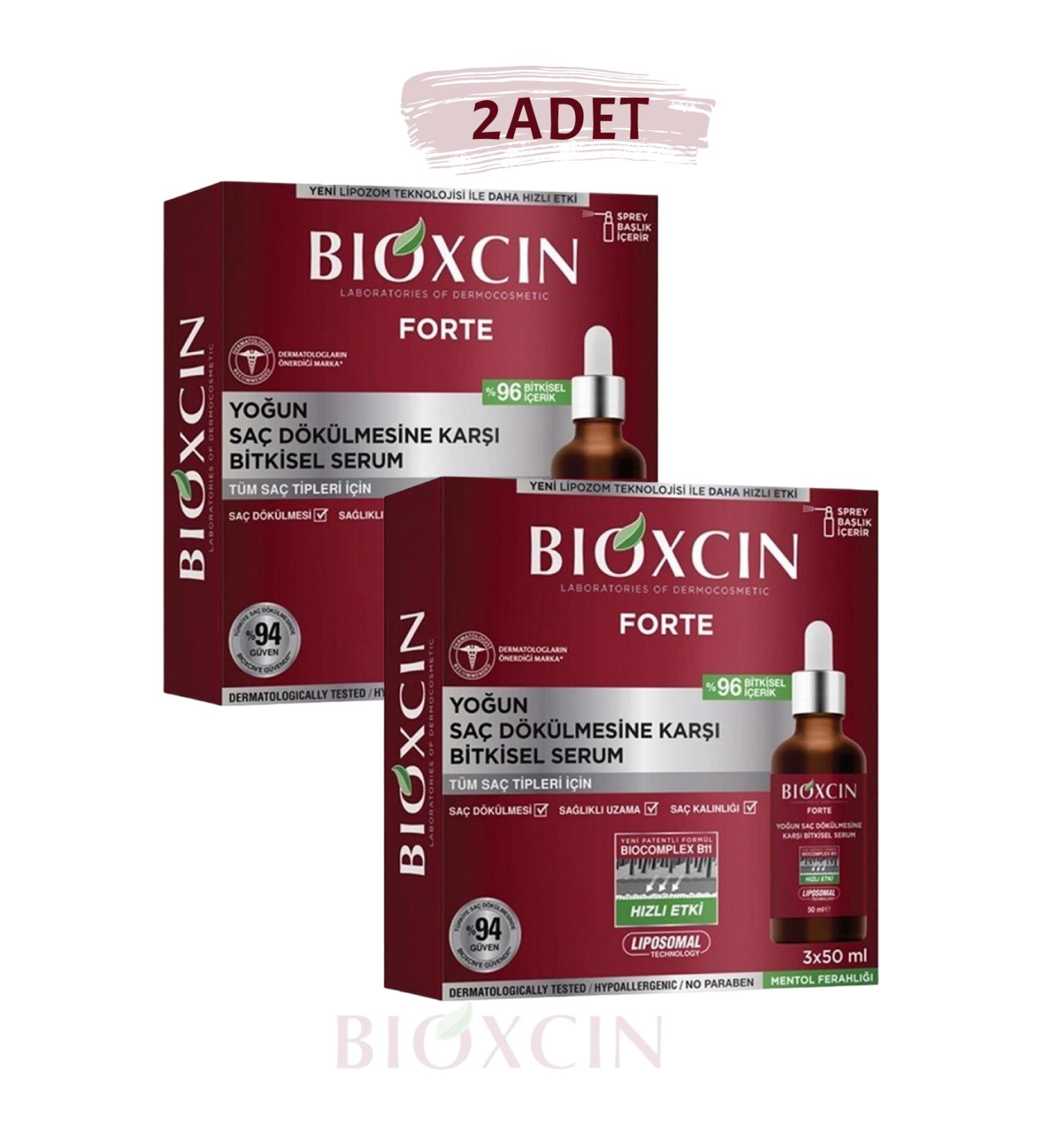 Bioxcin Forte Serum 3x50 ml Intensive Anti-Hair Loss Herbal Serum '2 PCS' & (1 PCS Facial Cleansing Gel)