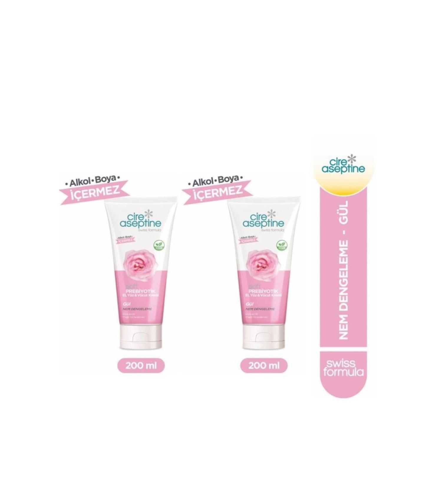 Cire Aseptine Soft Prebiotic Rose Hand Face and Body Cream 200 Ml 2 Pieces