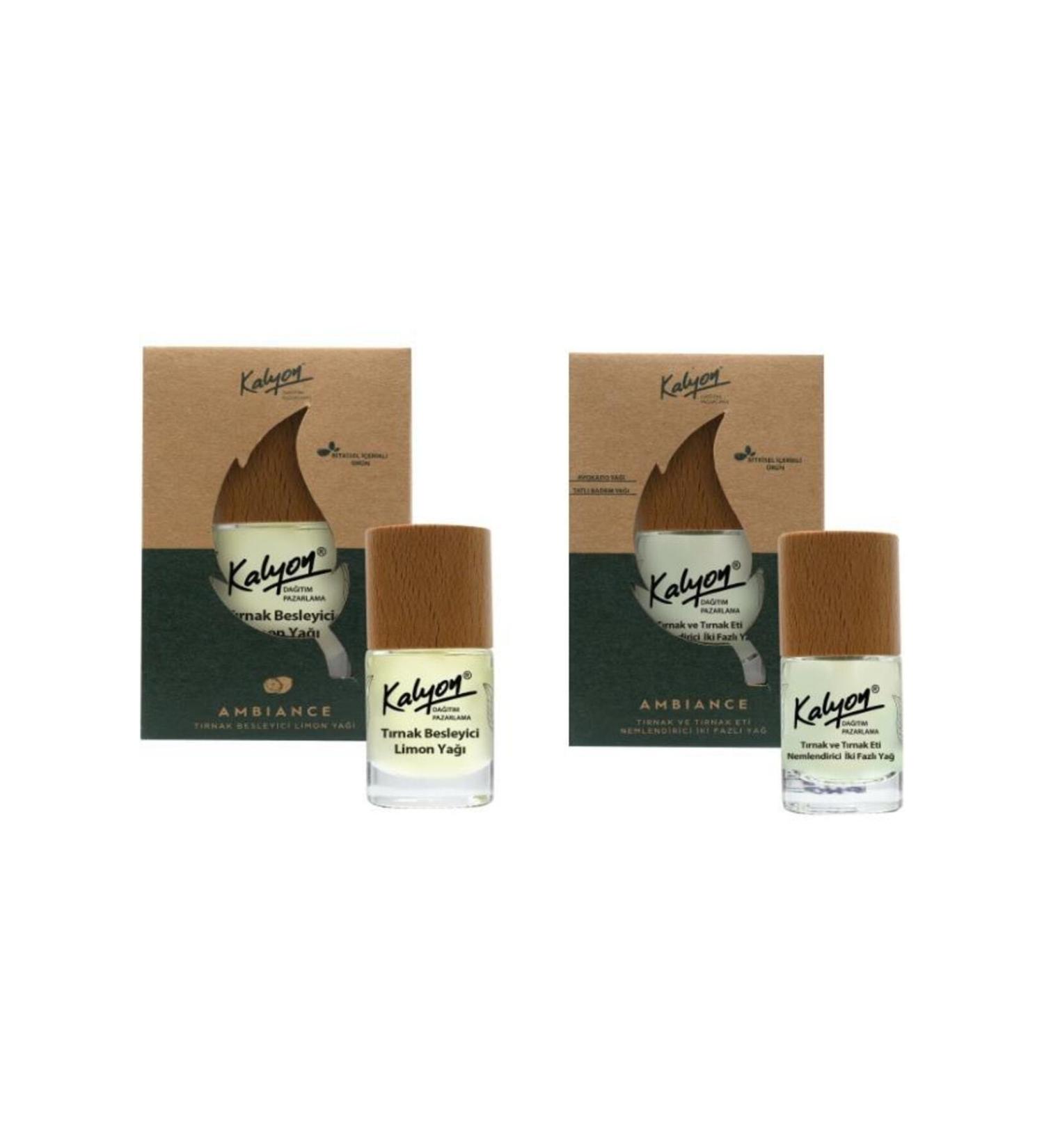 Kalyon Herbal Nail and Cuticle Moisturizing Two Phase Oil 11 Ml + Nail Nourishing Lemon Oil 11