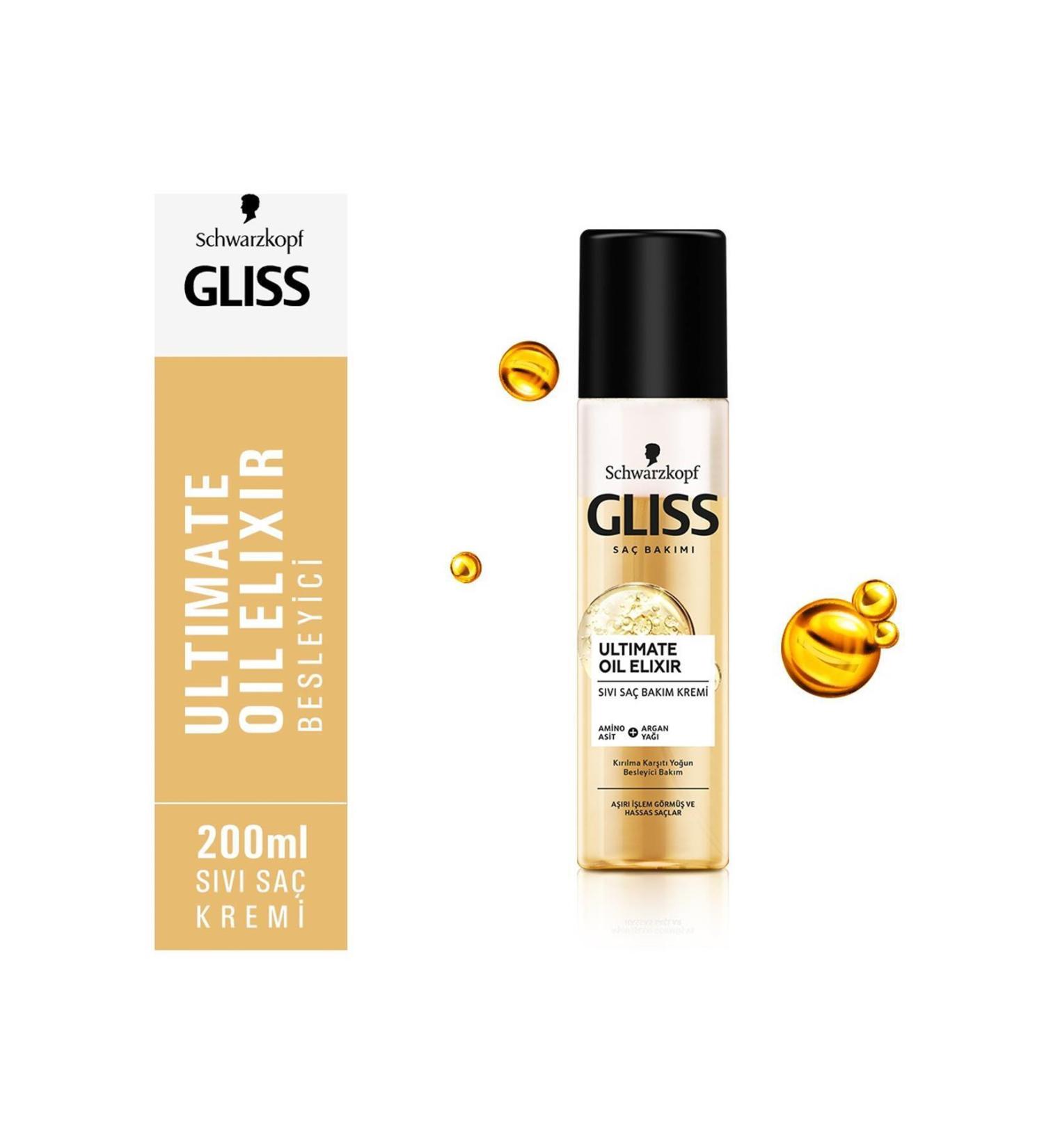 Gliss Ultimate Oil Elixir Nourishing Liquid Hair Care Cream - With Amino Acids and Argan Oil 200 Ml