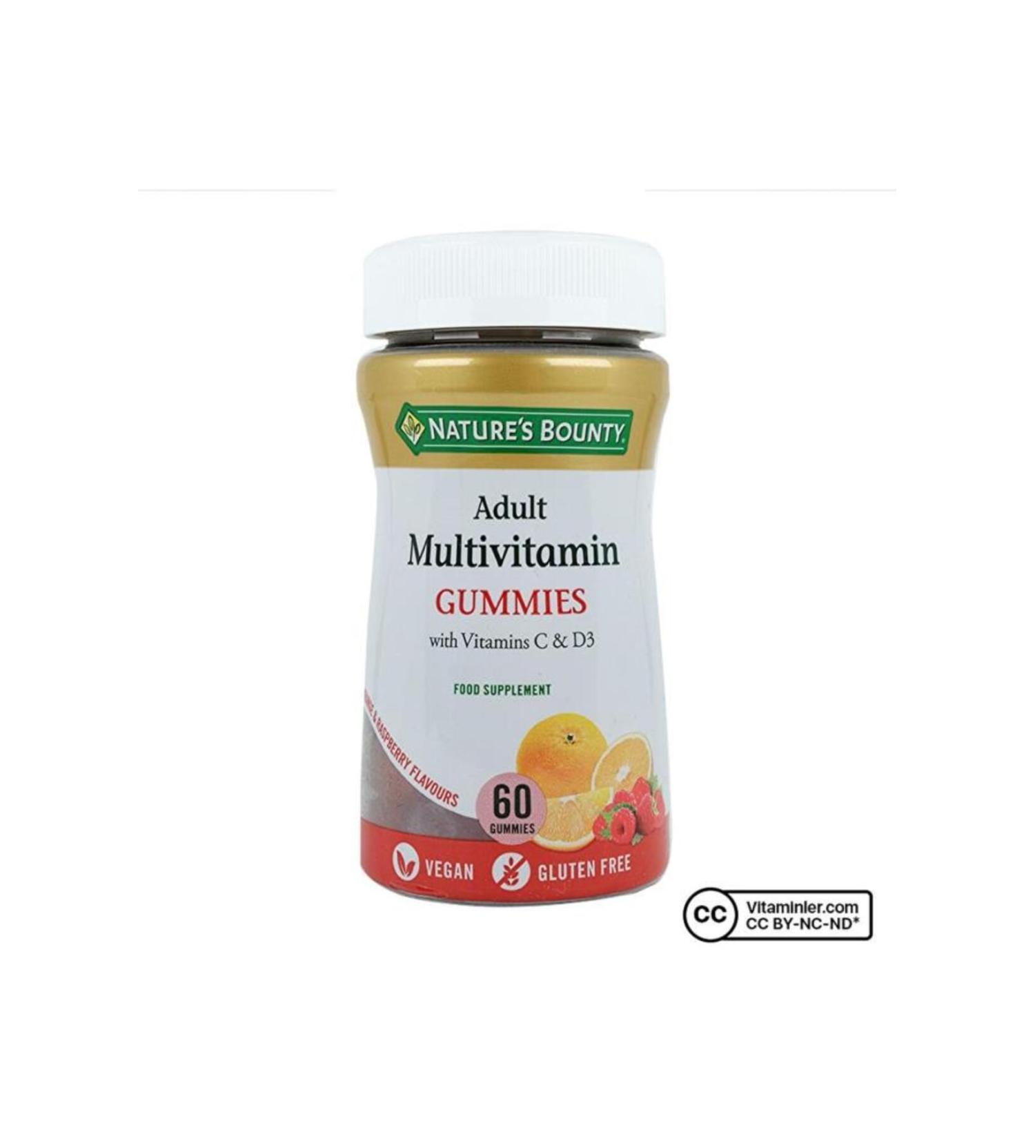 Natures Bounty Adult Multivitamin Gummies With Vitamins C & D3 60 Chewable Form - Buy Online on GoSupps.com