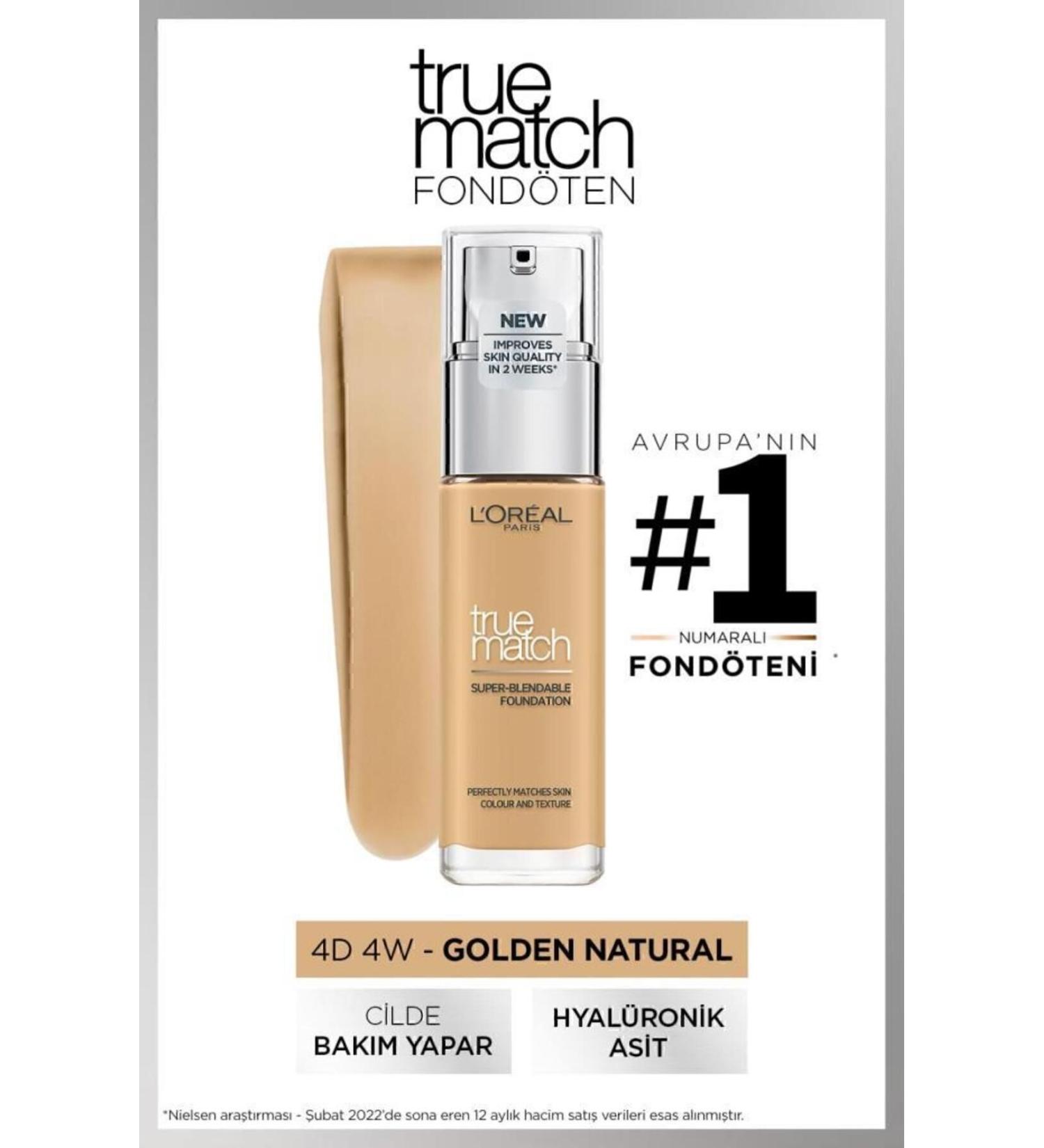 L'Oreal Paris True Match Caring Foundation - 4w Warm Undertone - Buy Online on GoSupps.com
