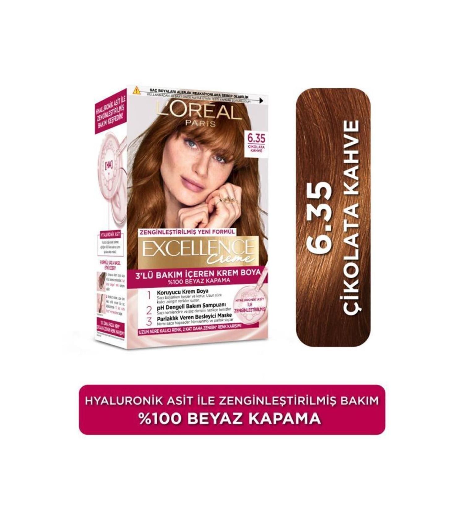 L'Oreal Paris Excellence Creme Hair Dye 6.35 Chocolate Brown - Buy Online on GoSupps.com