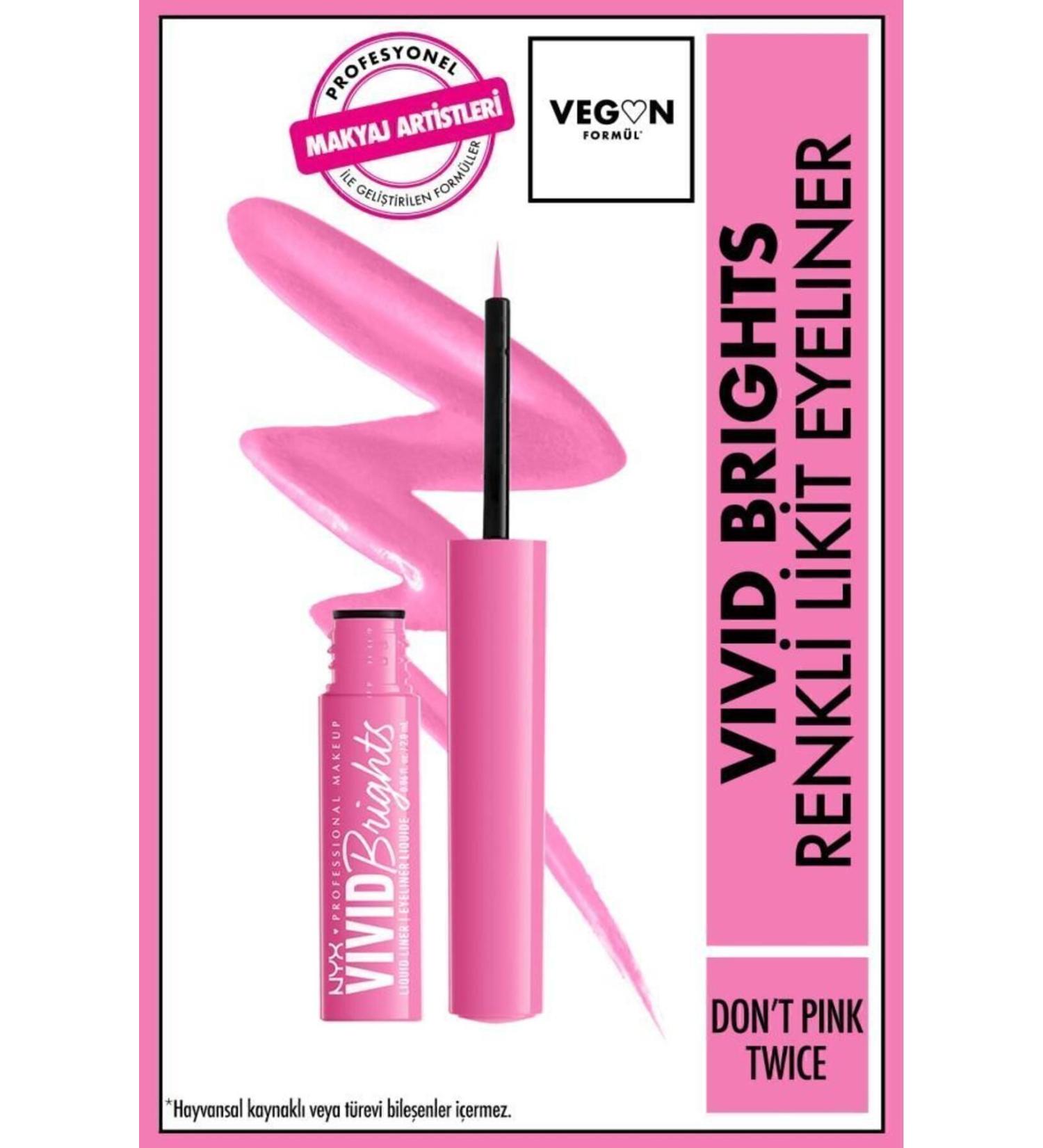 NYX Professional Makeup Vivid Brights Liquid Eyeliner - Don't Pink Twice - Buy Online on GoSupps.com