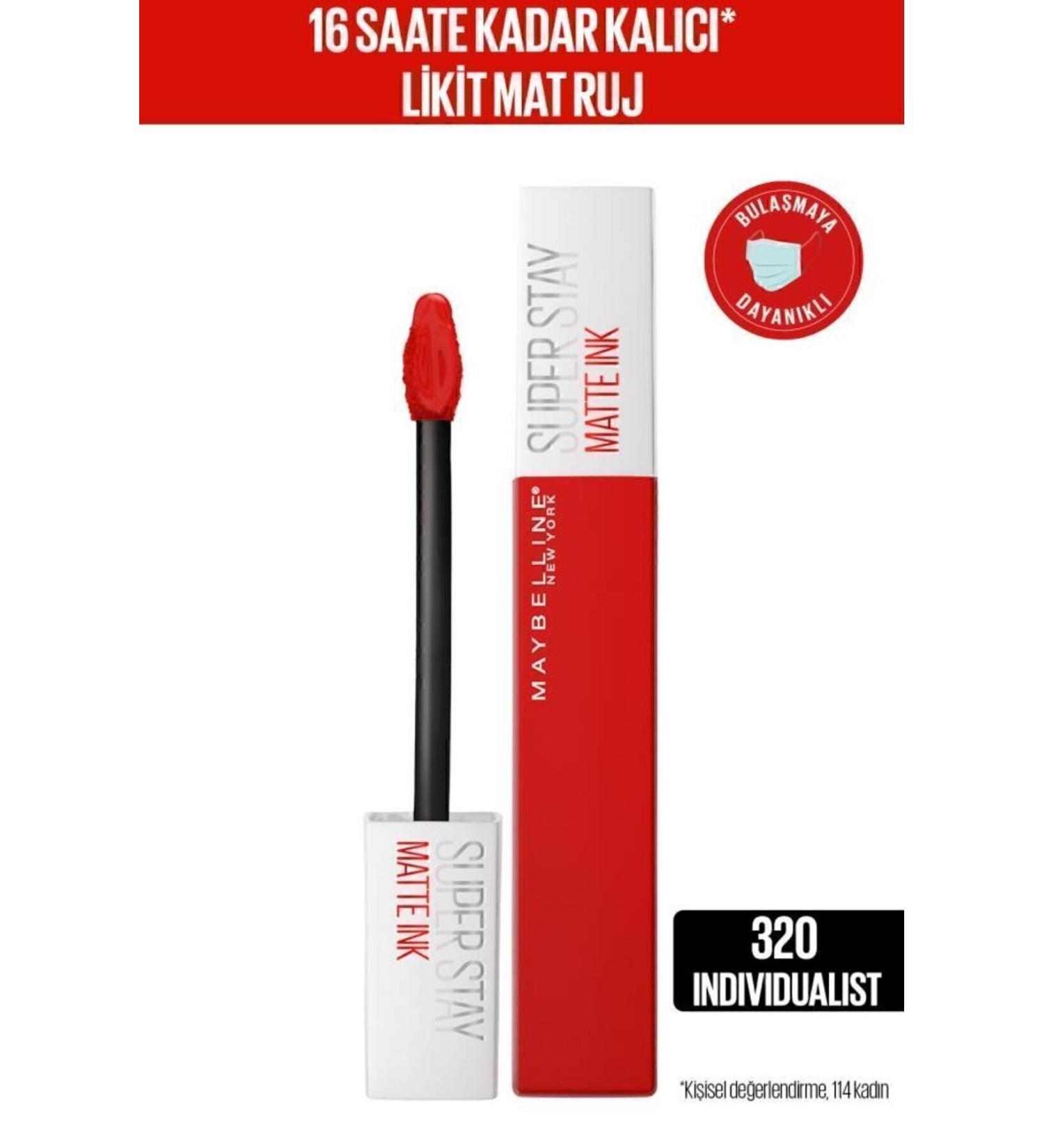 Maybelline New York Super Stay Matte Ink Liquid Matte Lipstick - 320 Individualist - Red - Buy Online on GoSupps.com