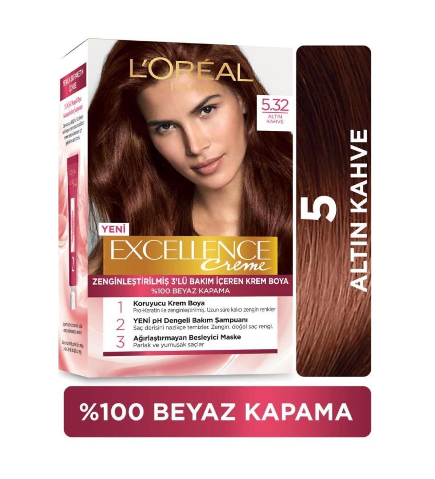 L'Oreal Paris L'Or al Paris Excellence Creme Hair Dye - 5.32 Golden Brown - Buy Online on GoSupps.com
